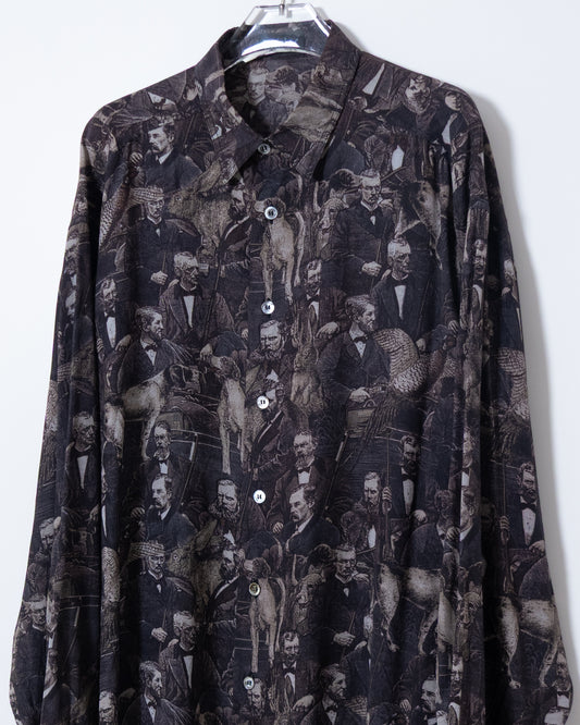"byblos" all-over pettern rayon shirt