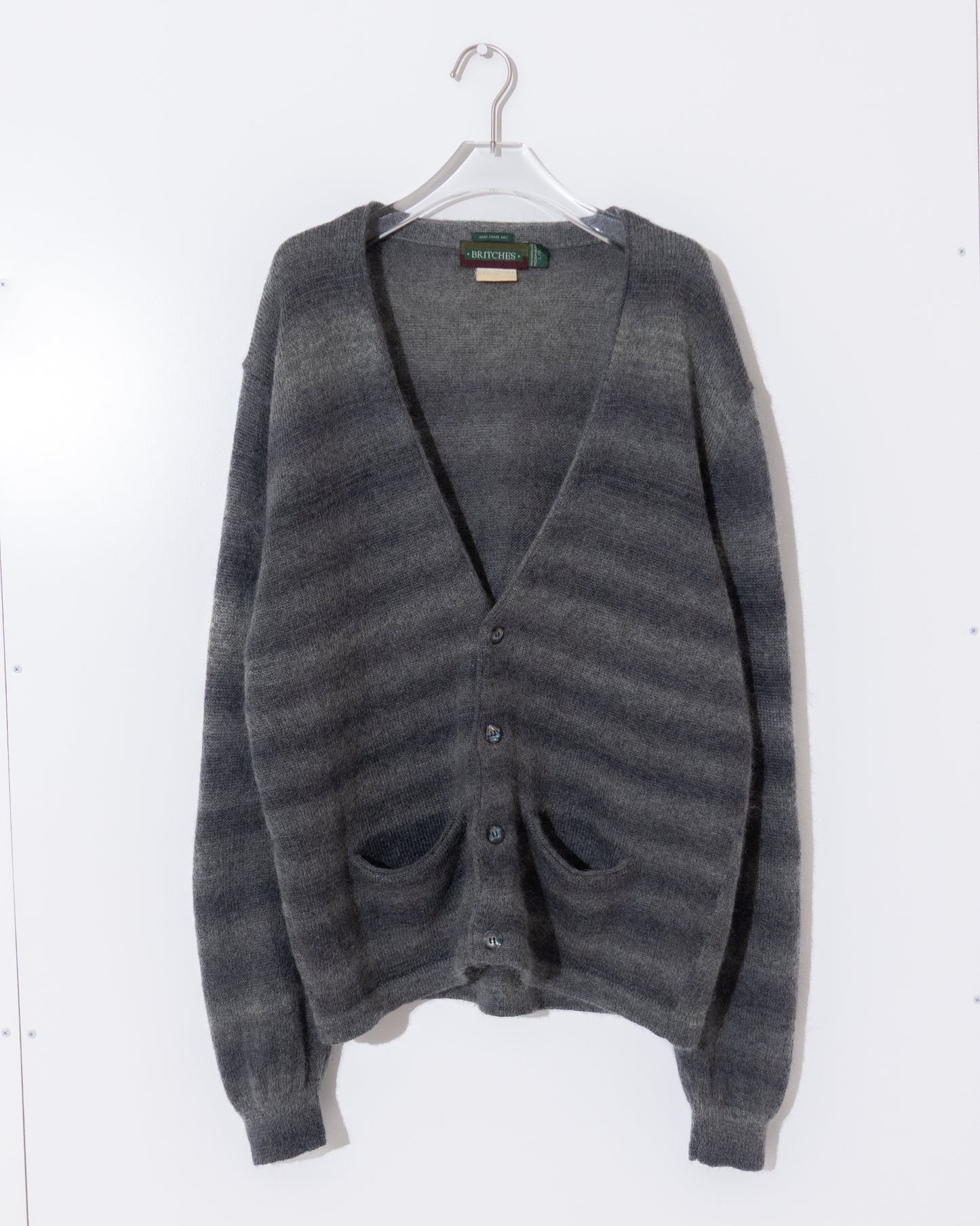 shadow stripe mohair knit cardigan