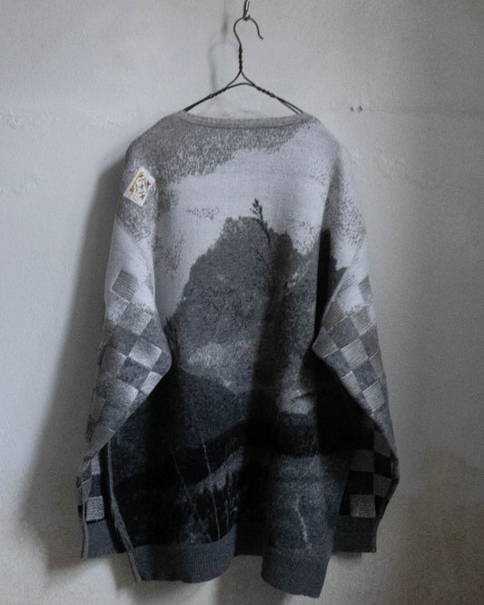 "OXBOW/BLESS" Black & White SKOLPEN knit sweater