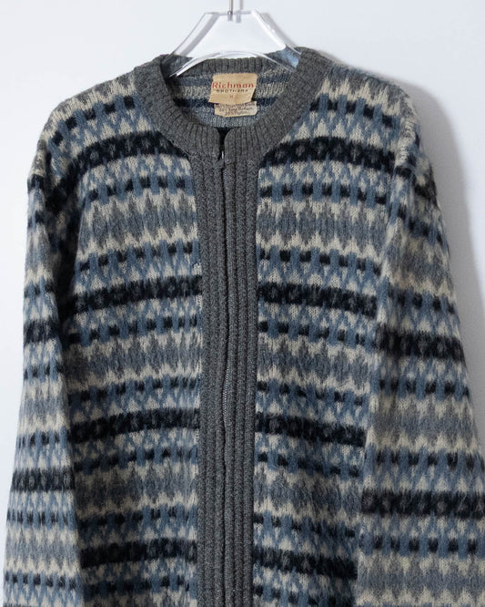 Vintage "Richman Brothers" mohair zip knit cardigan