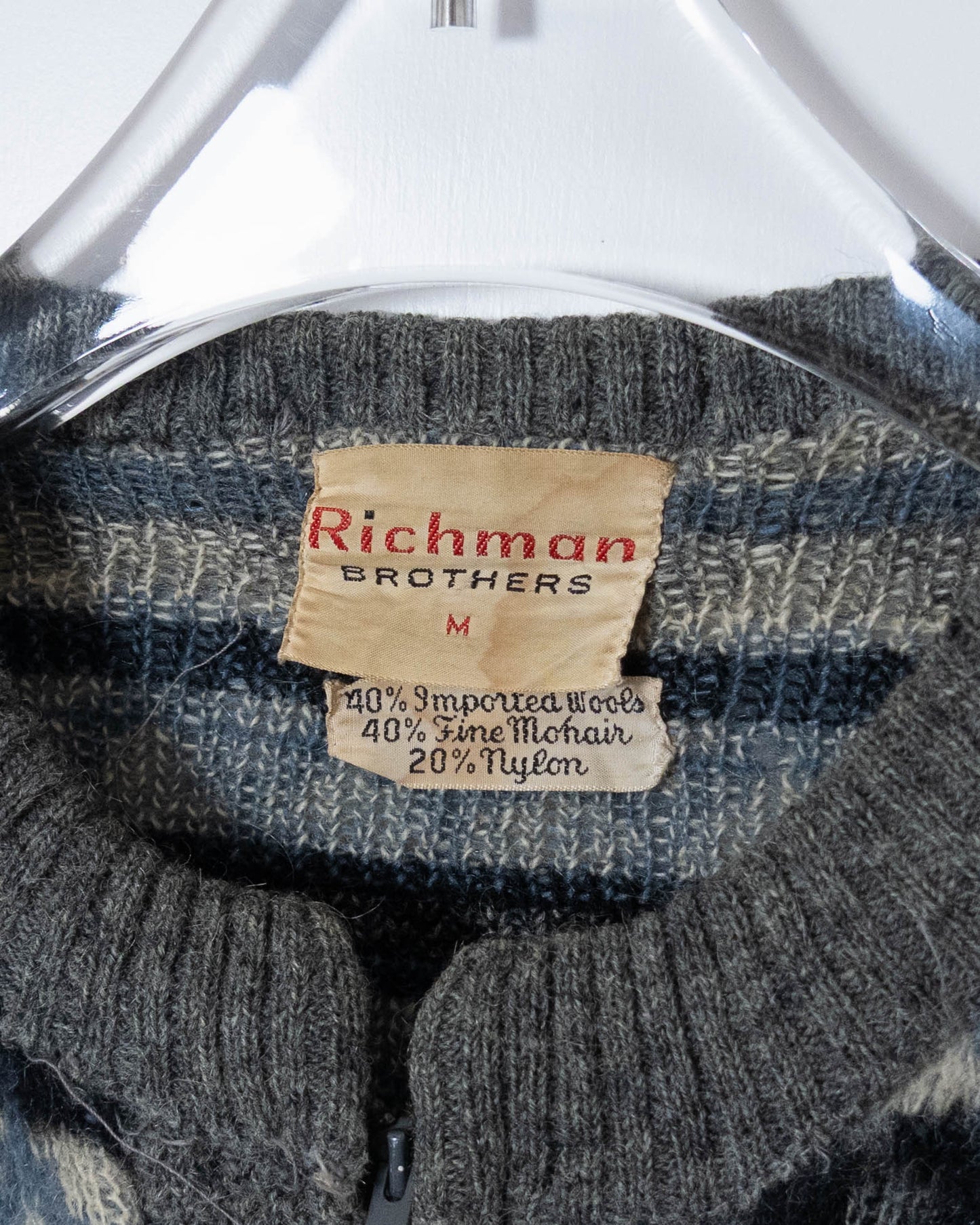 Vintage "Richman Brothers" mohair zip knit cardigan
