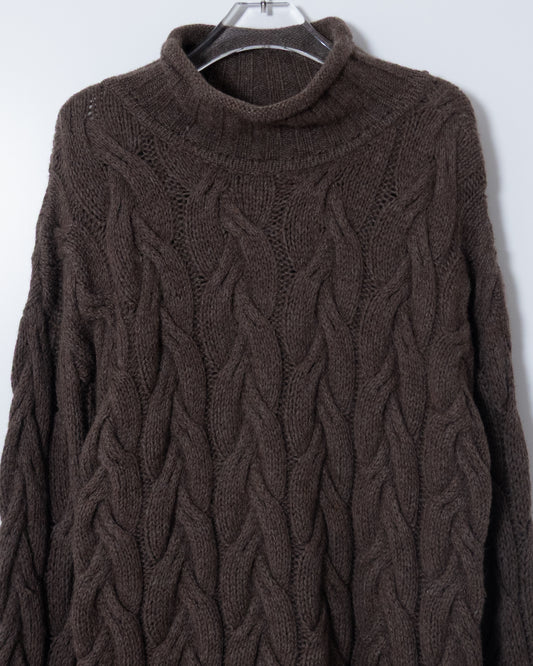 "ARMANI EXCHANGE" wool aran knitted turtleneck sweater