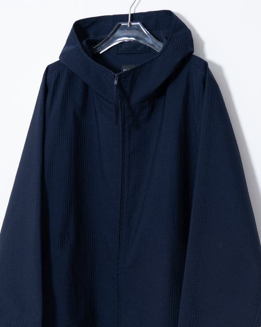 Seersucker zip-up hooded coat
