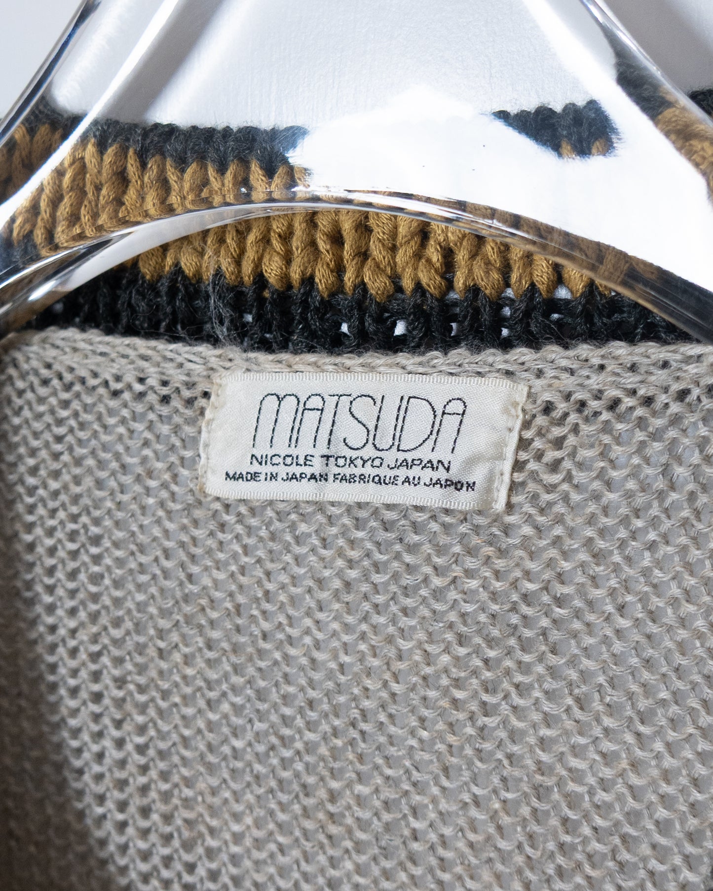 "MATSUDA NICOLE TOKYO" african beadwork knit polo