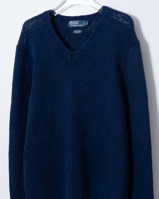 "Polo by Ralph Lauren" v-neck linen silk knit sweater