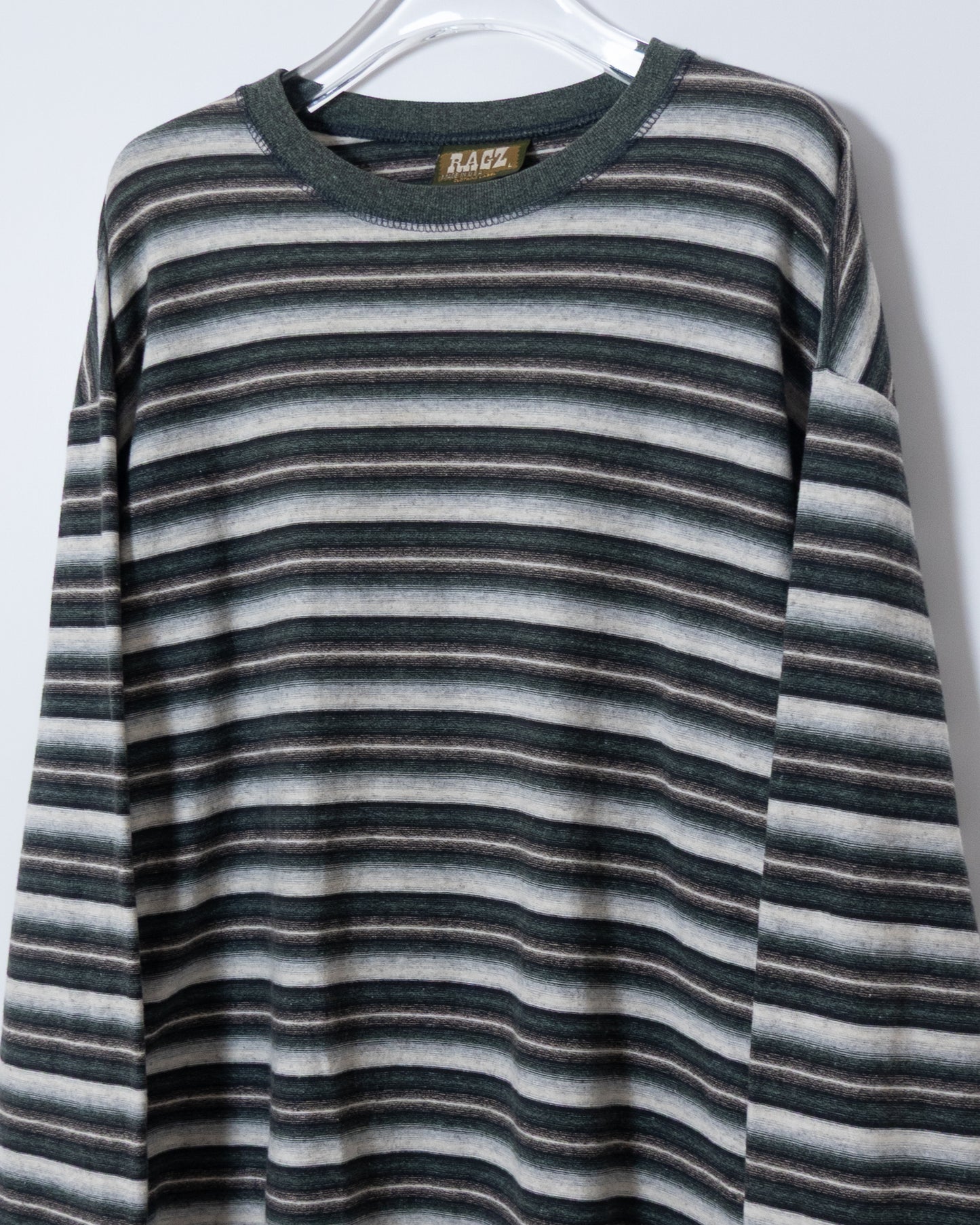 jacquard gradation stripe long sleeve t-shirt