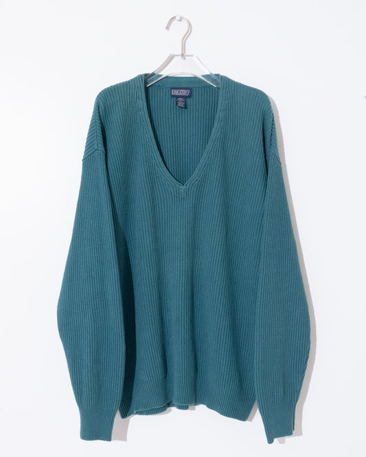 'LAND'S END' v-neck rib knit