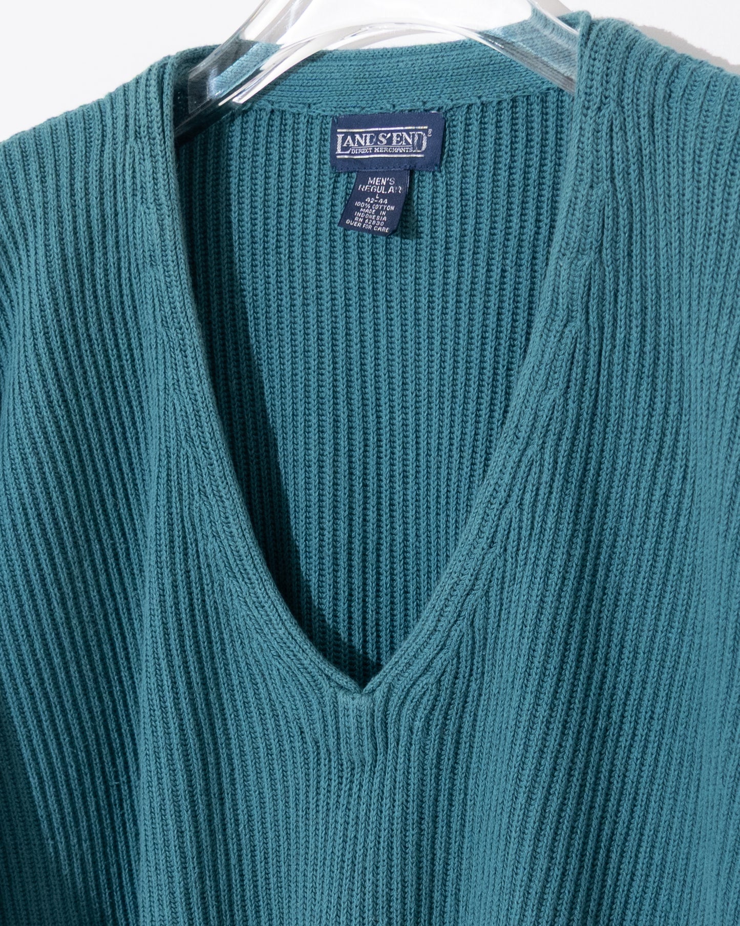 'LAND'S END' v-neck rib knit