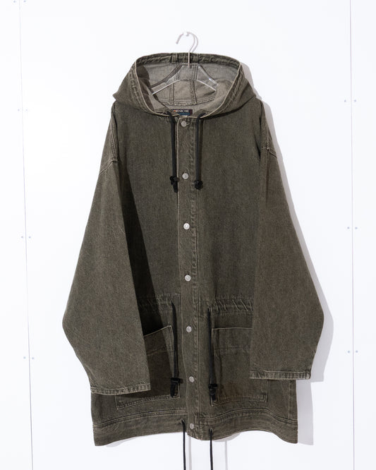 Denim hooded coat