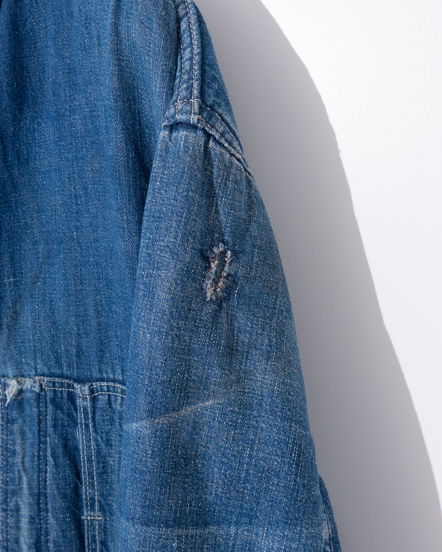 Vintage denim coverall jacket with blanket liner