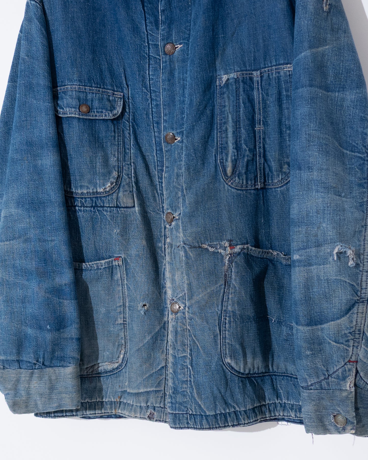 Vintage denim coverall jacket with blanket liner
