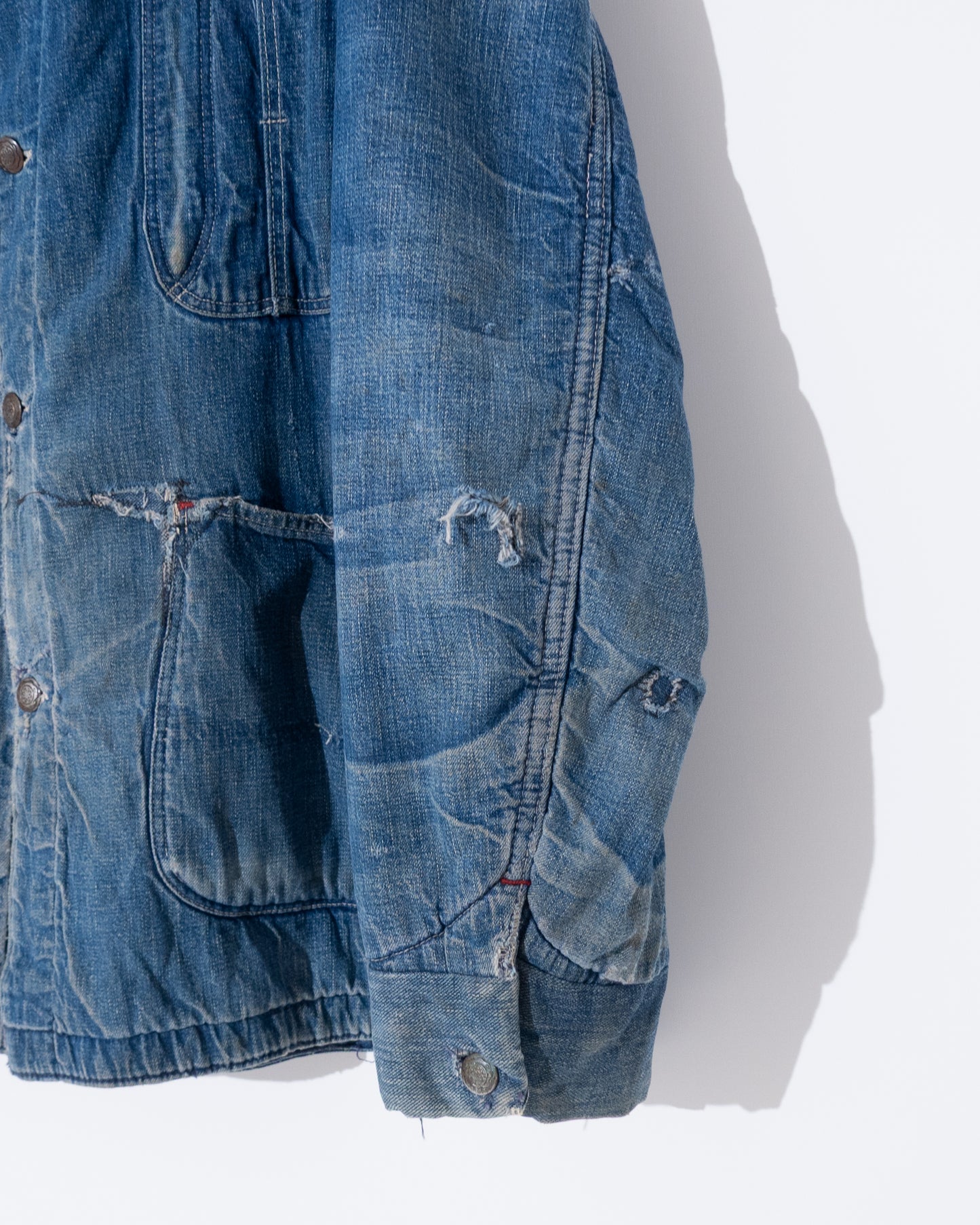 Vintage denim coverall jacket with blanket liner