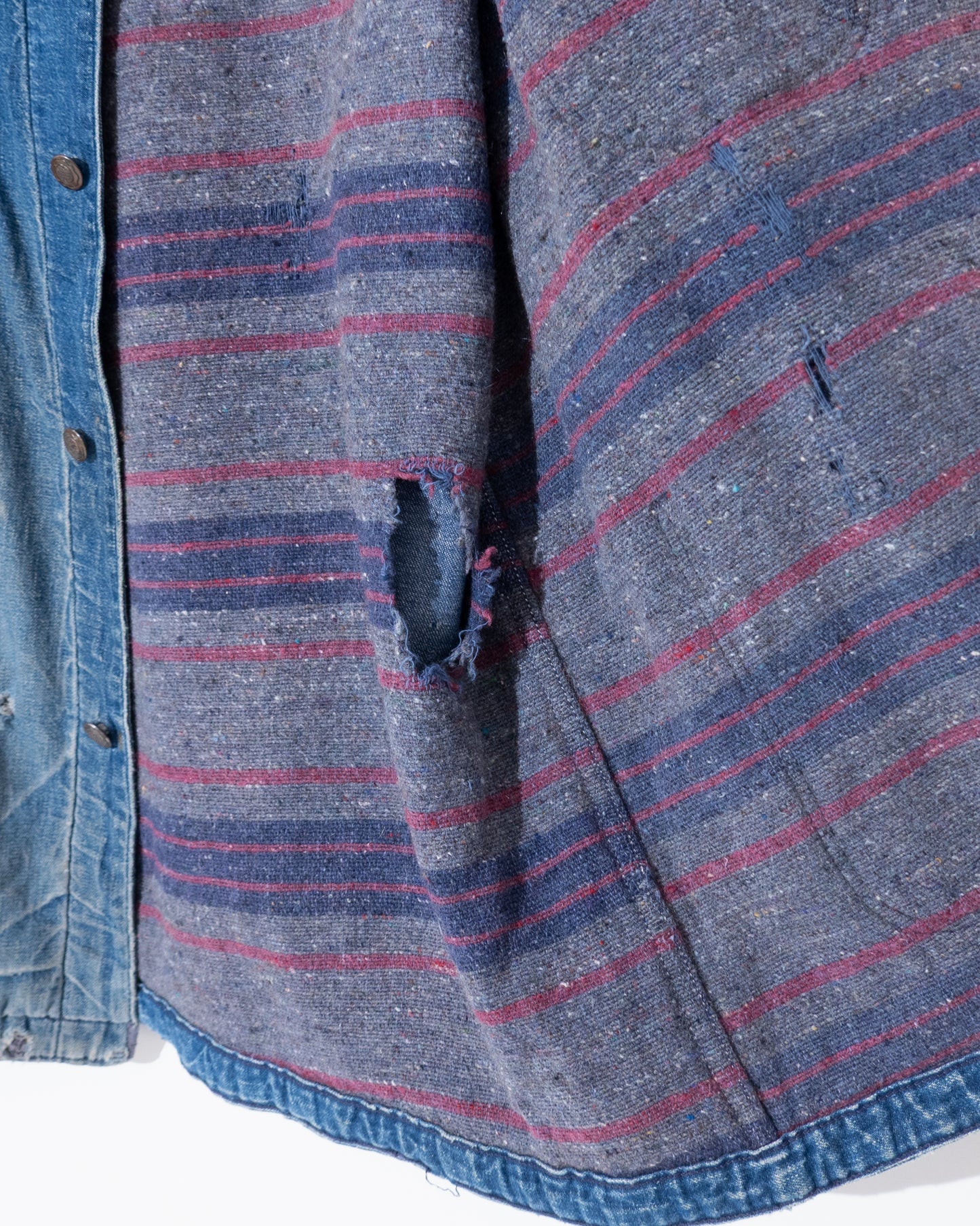 Vintage denim coverall jacket with blanket liner