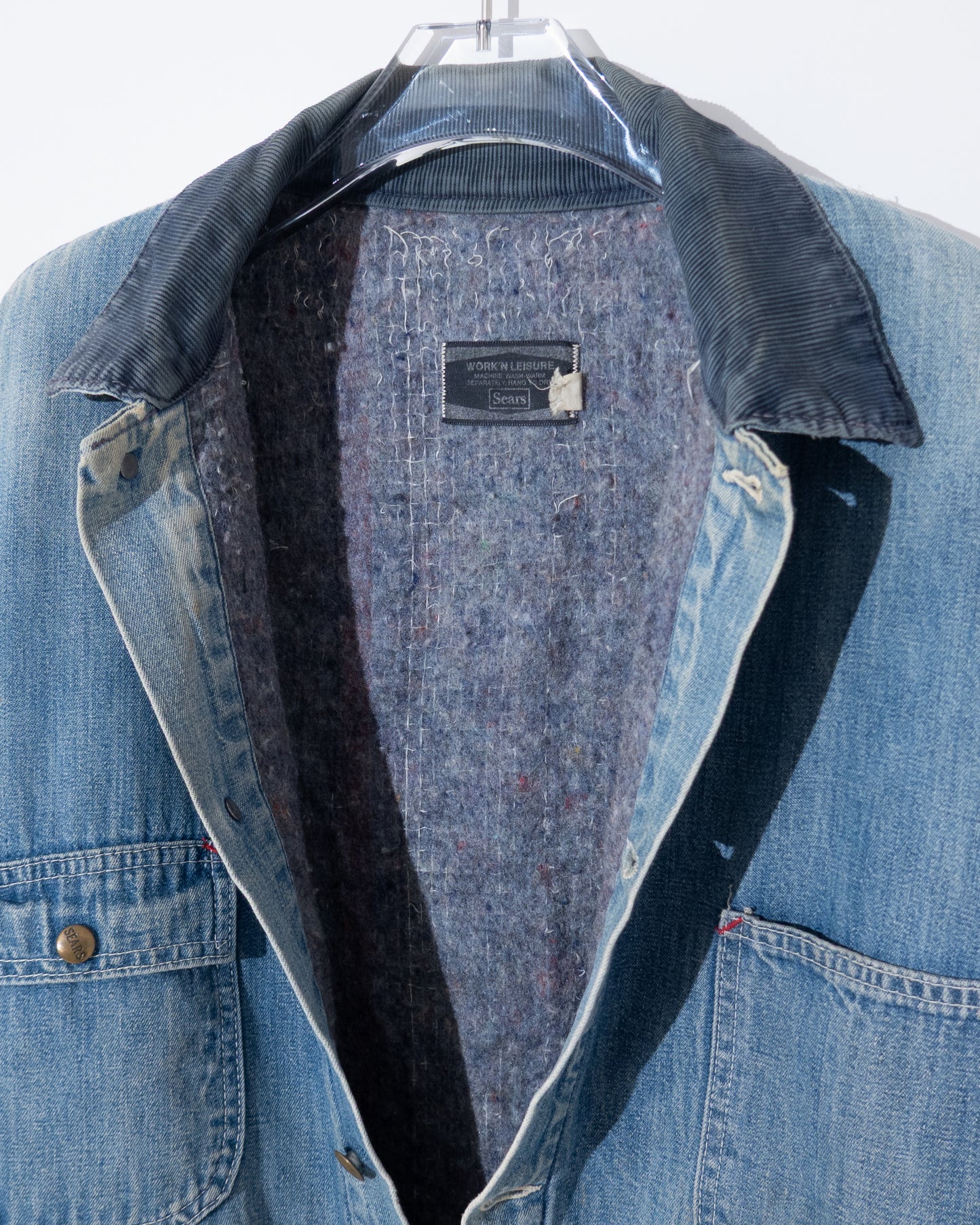 "Sears" denim coverall jacket with blanket liner