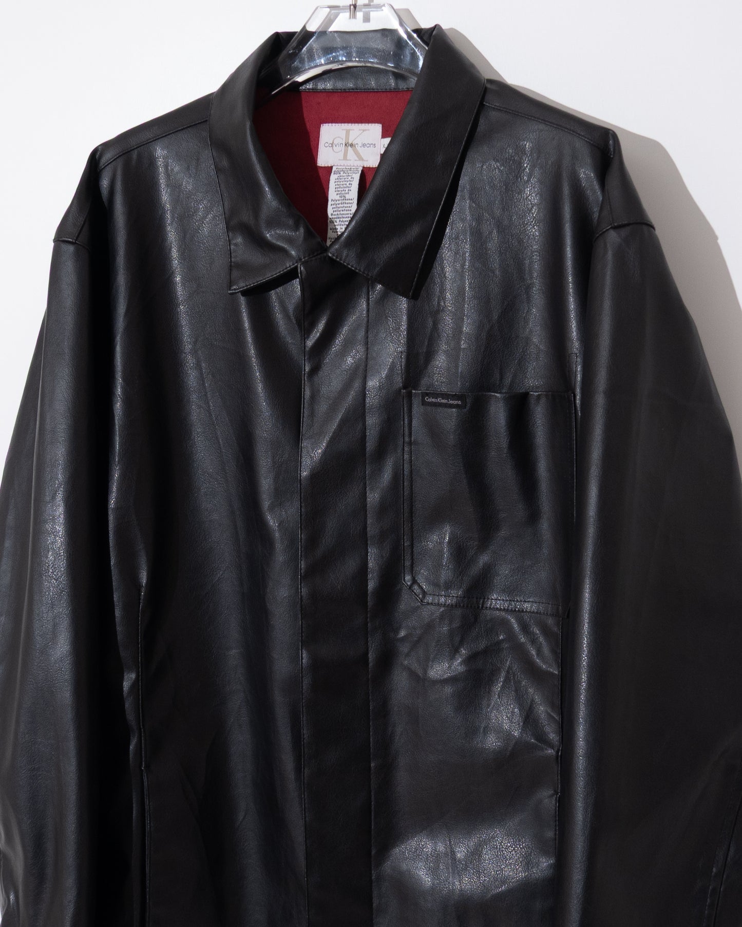 "Calvin Klein Jeans" PVC leather car coat