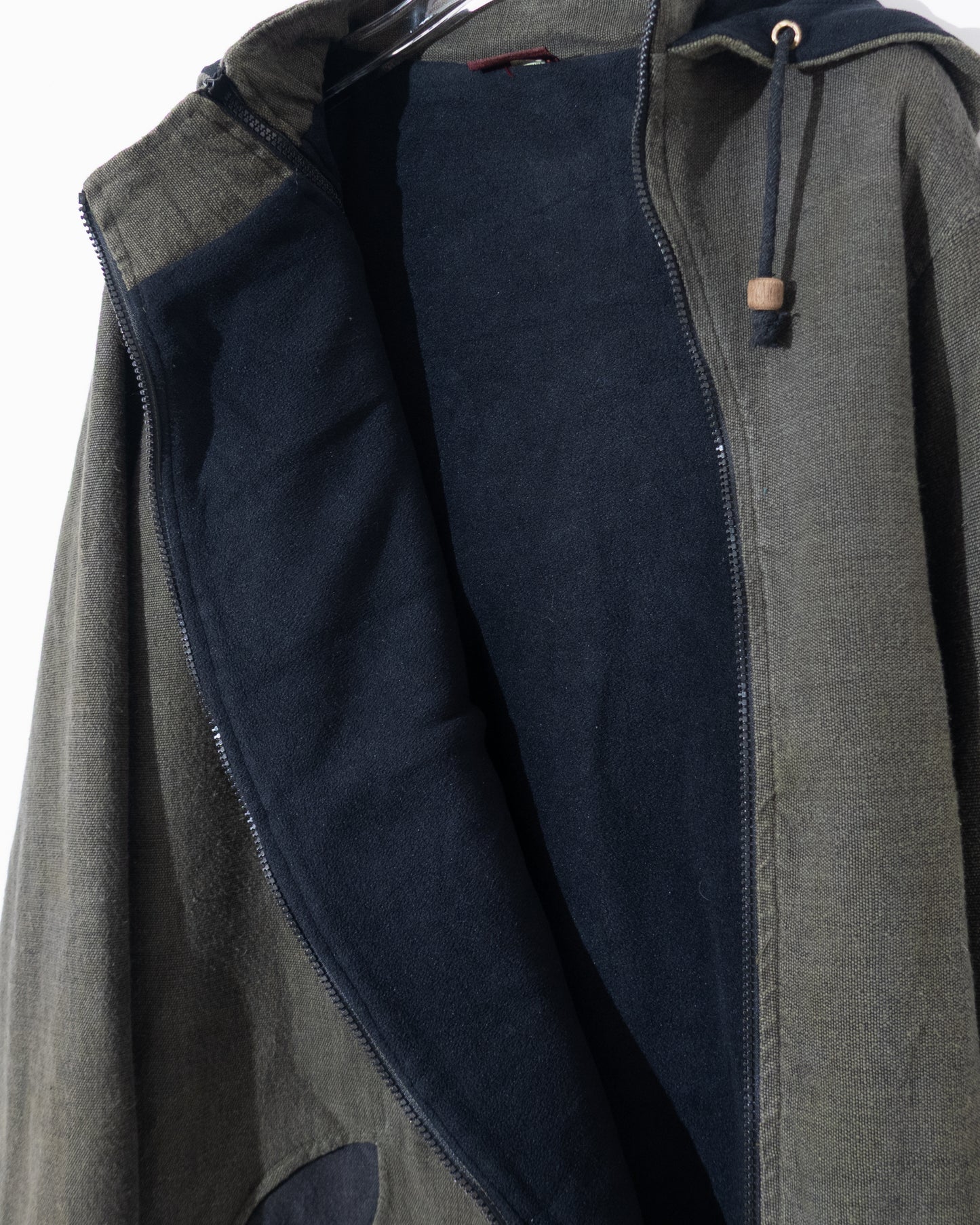 Diagonal zip hooded jacket