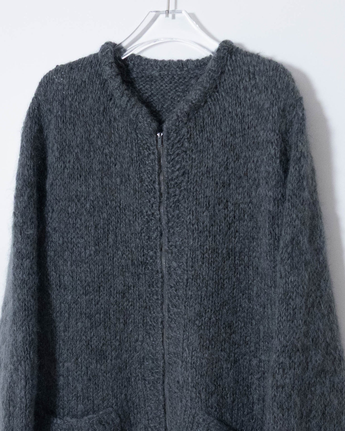 wool zip knit cardigan
