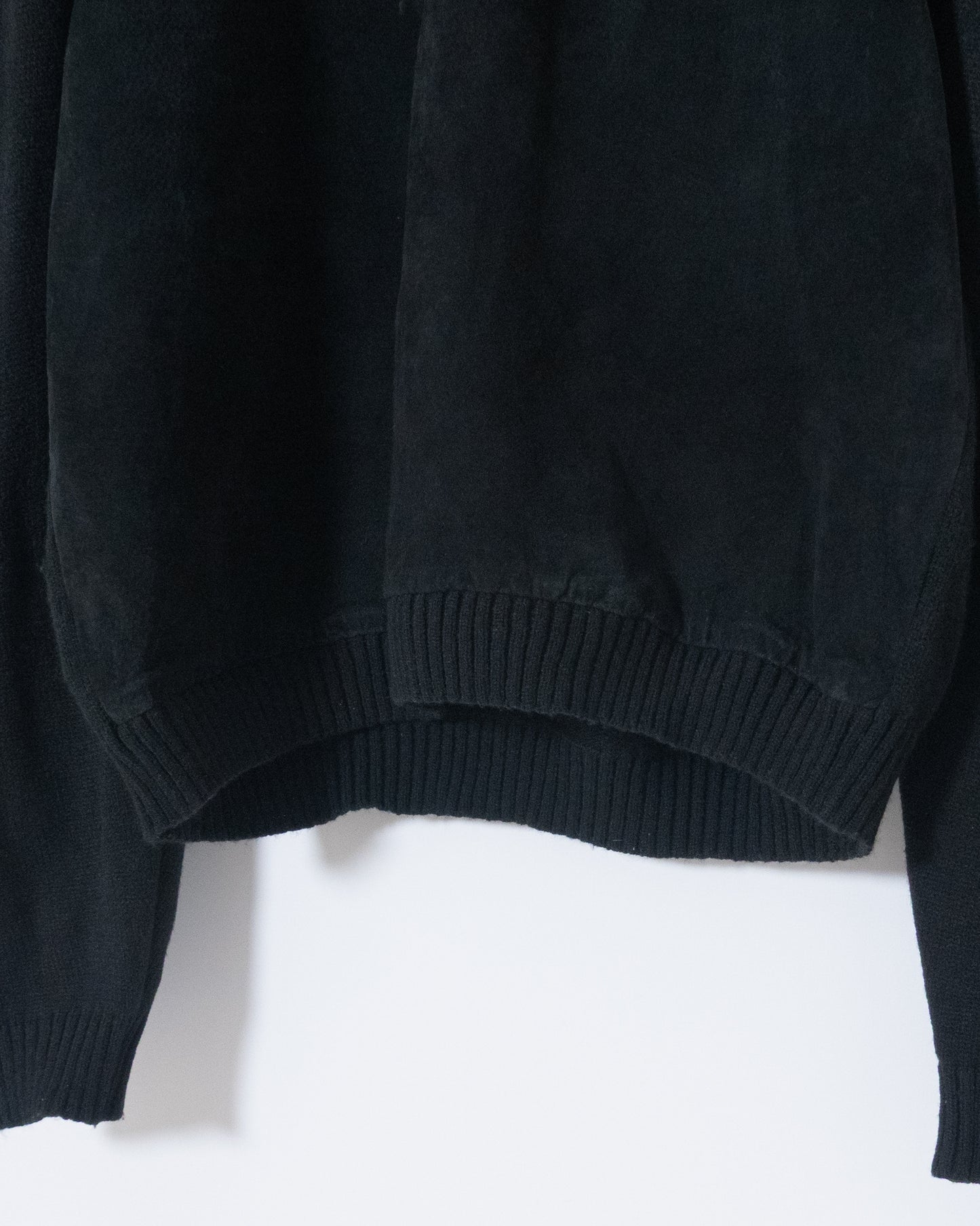 Leather panel knit polo shirt