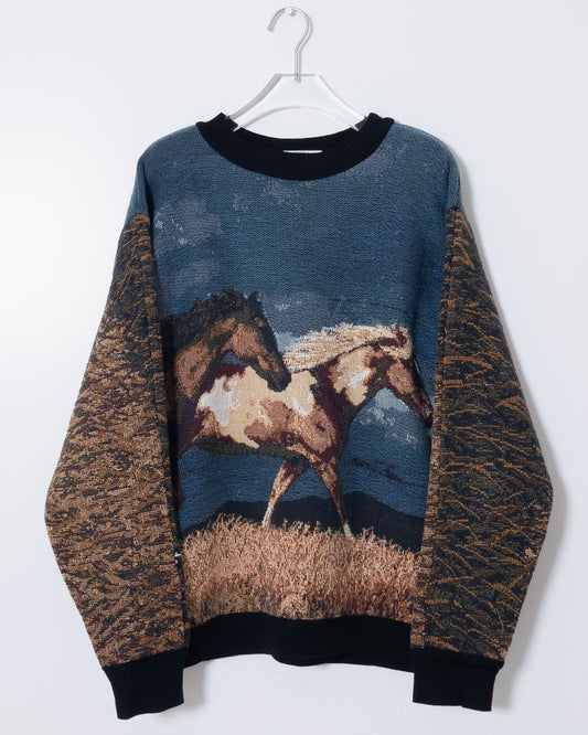 "SUGAR STREET WEAVERS" jacquard cotton knit sweater