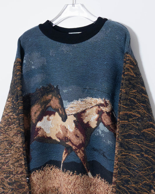 "SUGAR STREET WEAVERS" jacquard cotton knit sweater