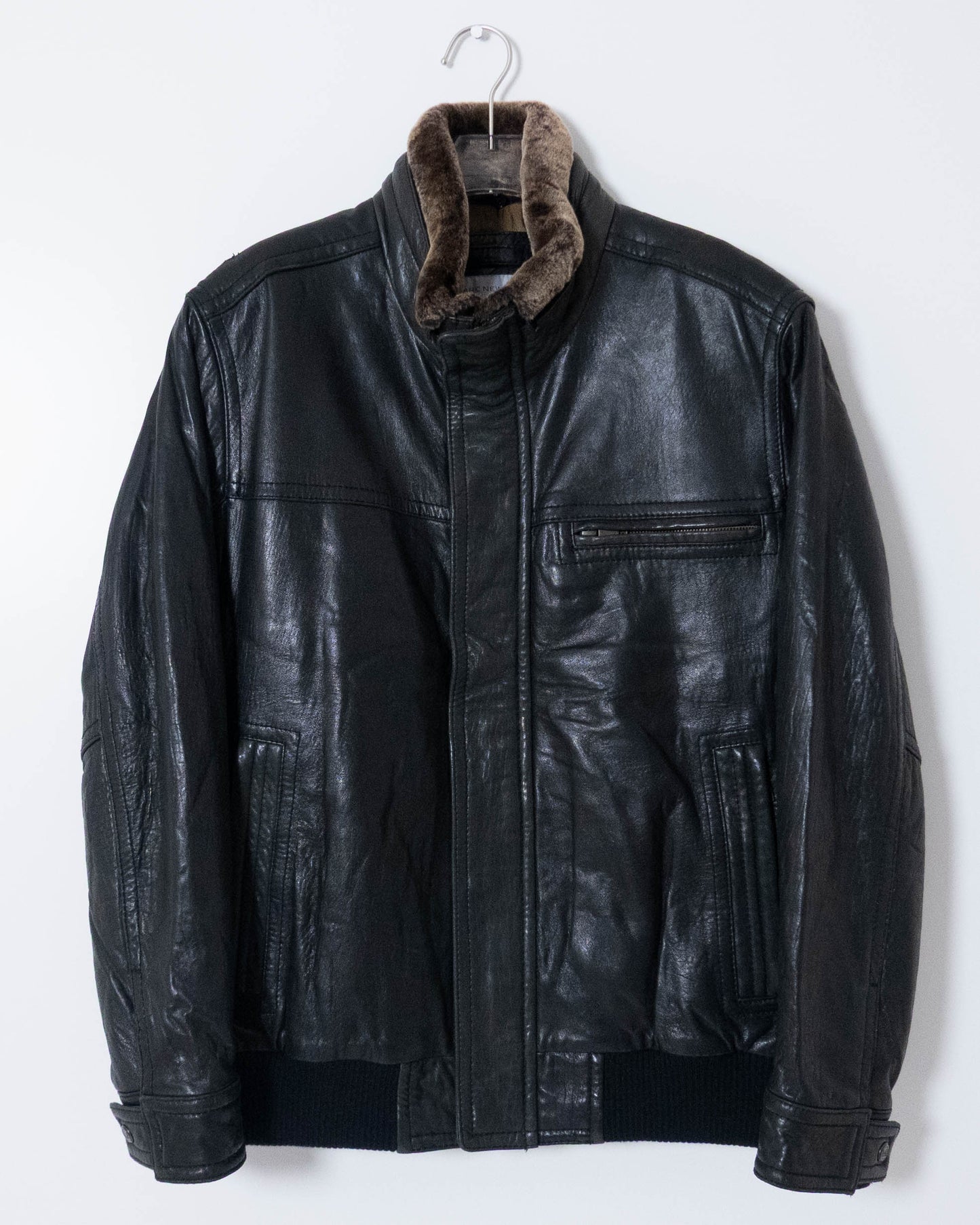 "Andrew Marc" high neck leather jacket