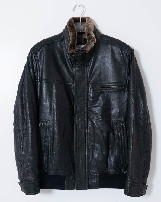 "Andrew Marc" high neck leather jacket