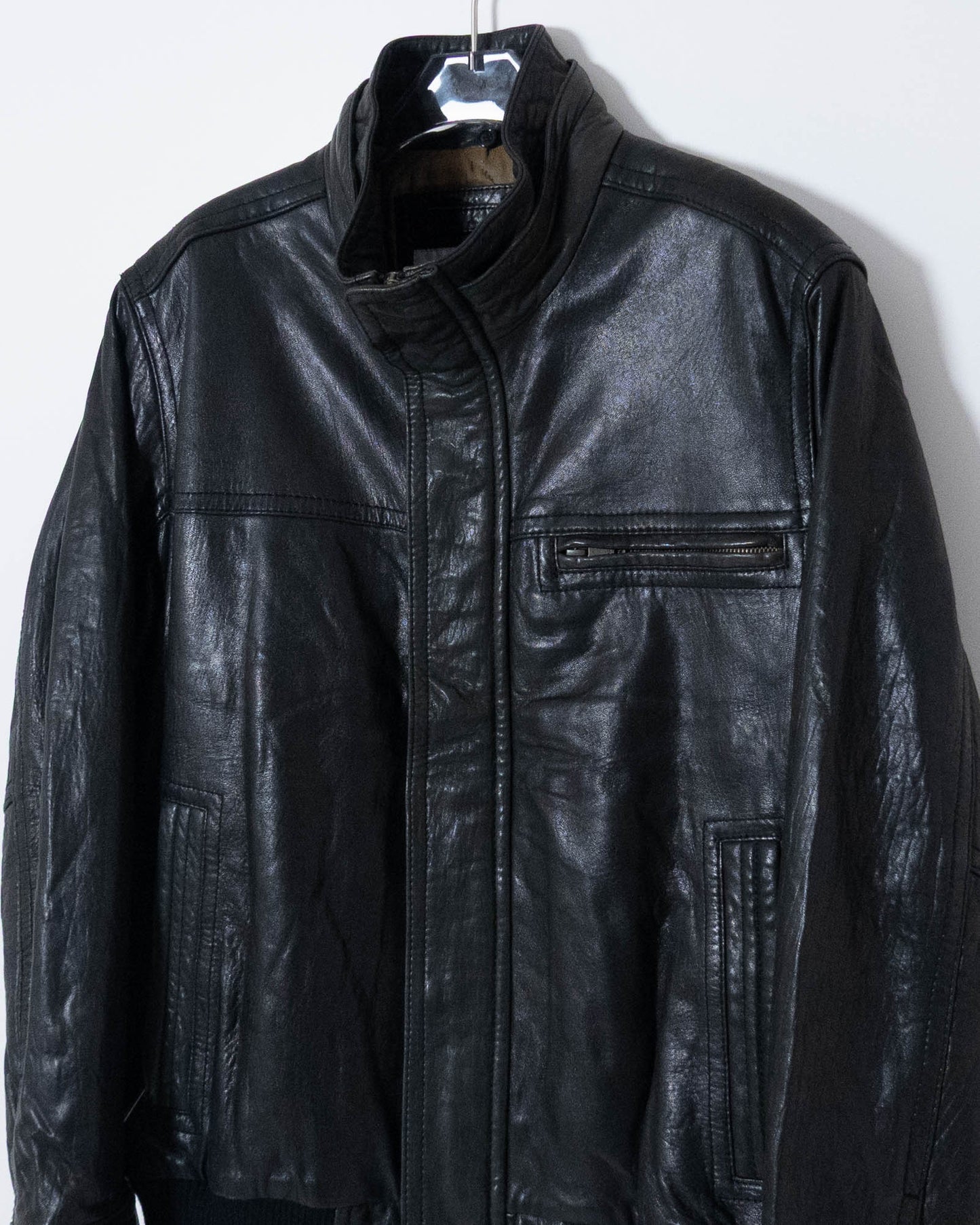 "Andrew Marc" high neck leather jacket