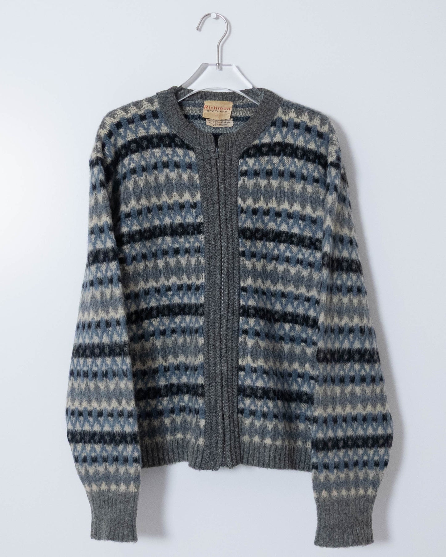 Vintage "Richman Brothers" mohair zip knit cardigan