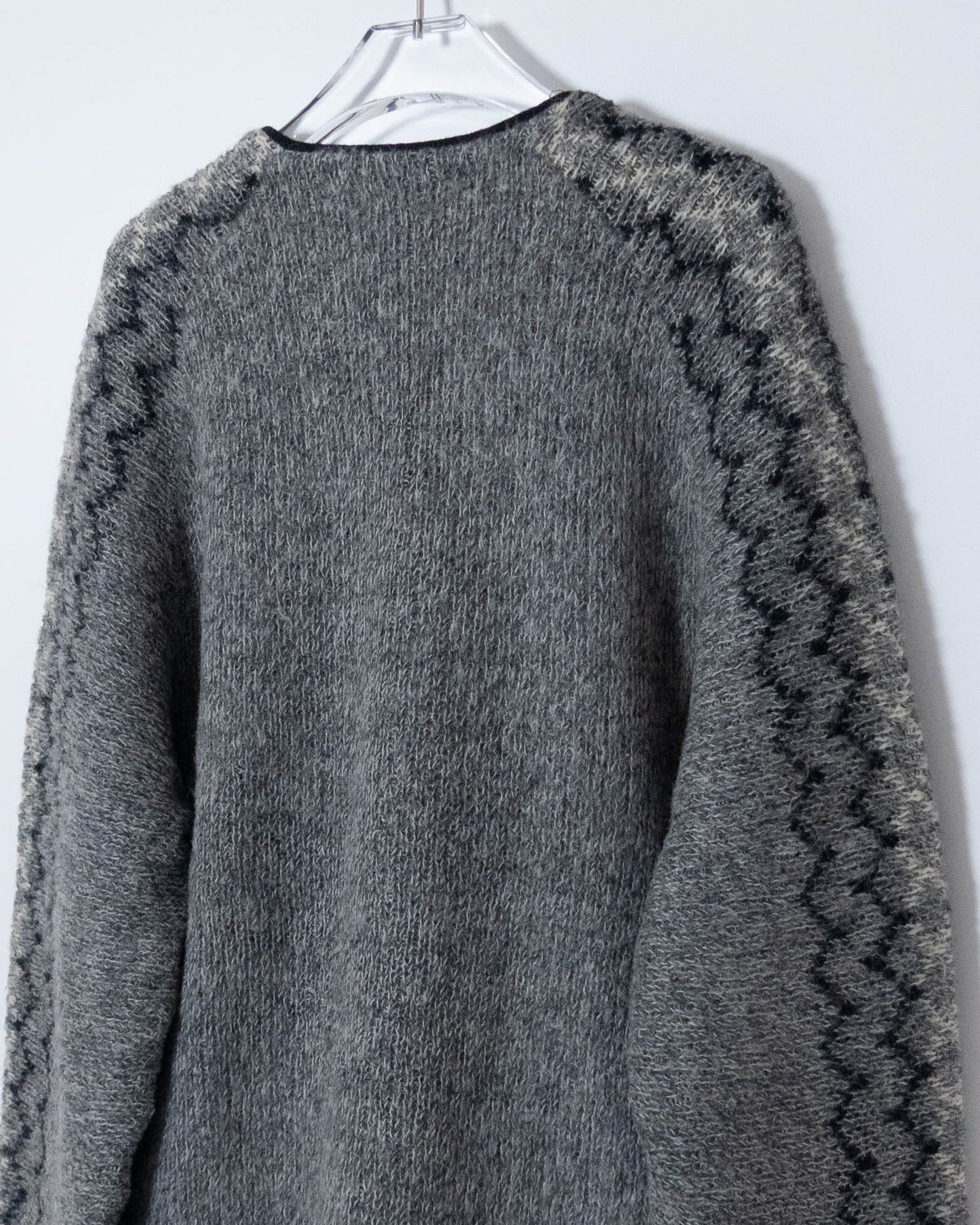 Vintage v-neck pattern mohair knit sweater