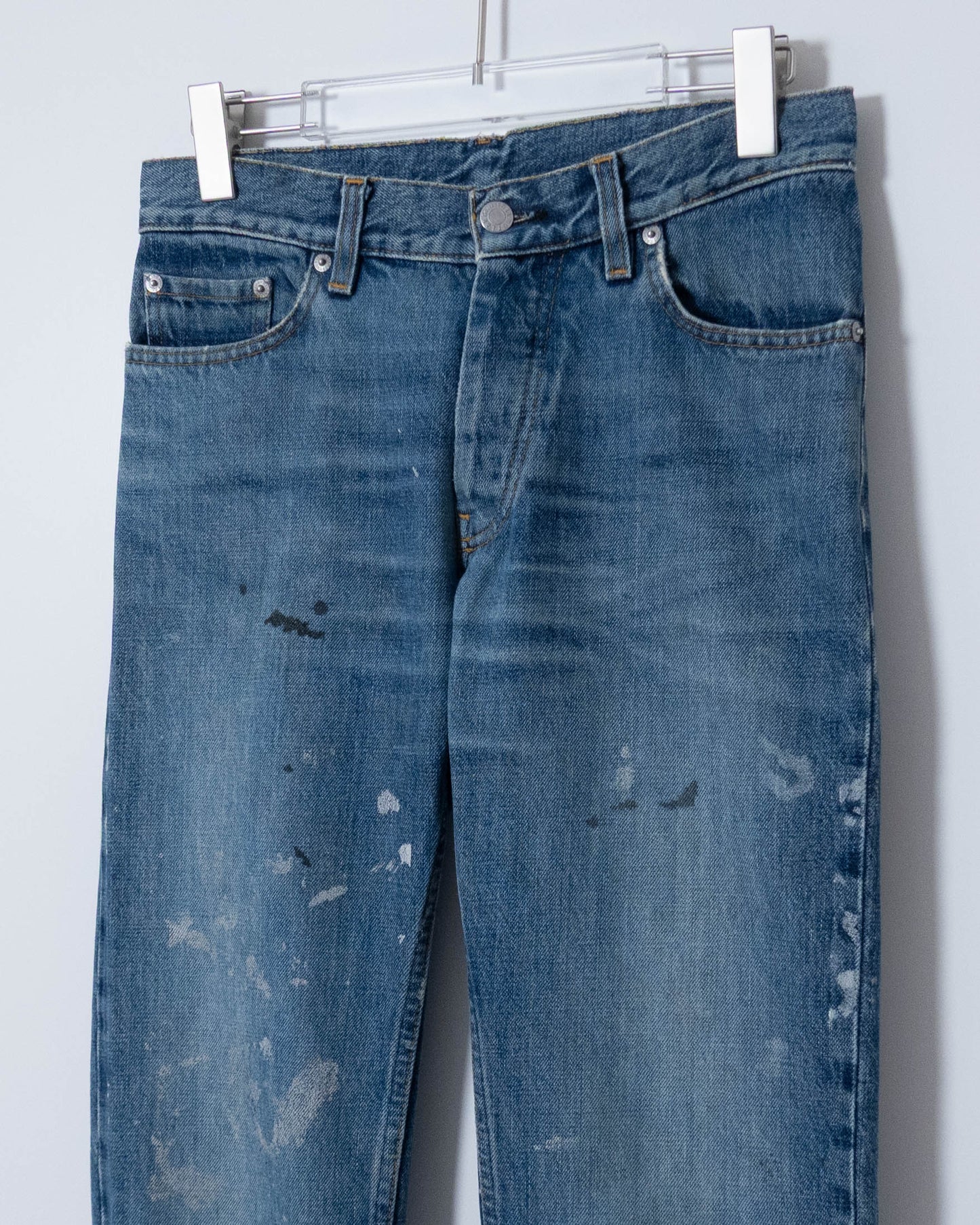 "Helmut Lang" cut-off painted denim pants