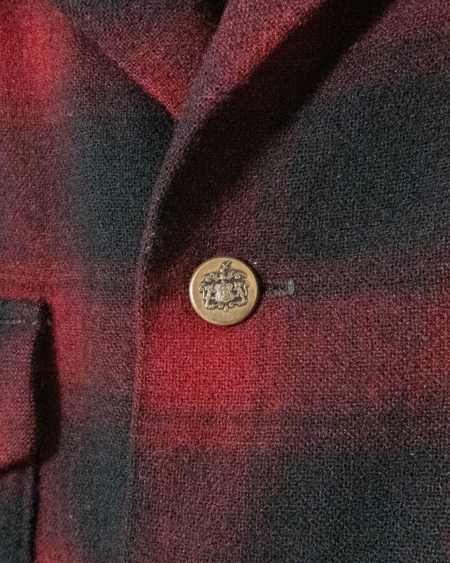 Vintage "PENDLETON" Shadow Plaid Open Collar Wool Shirt
