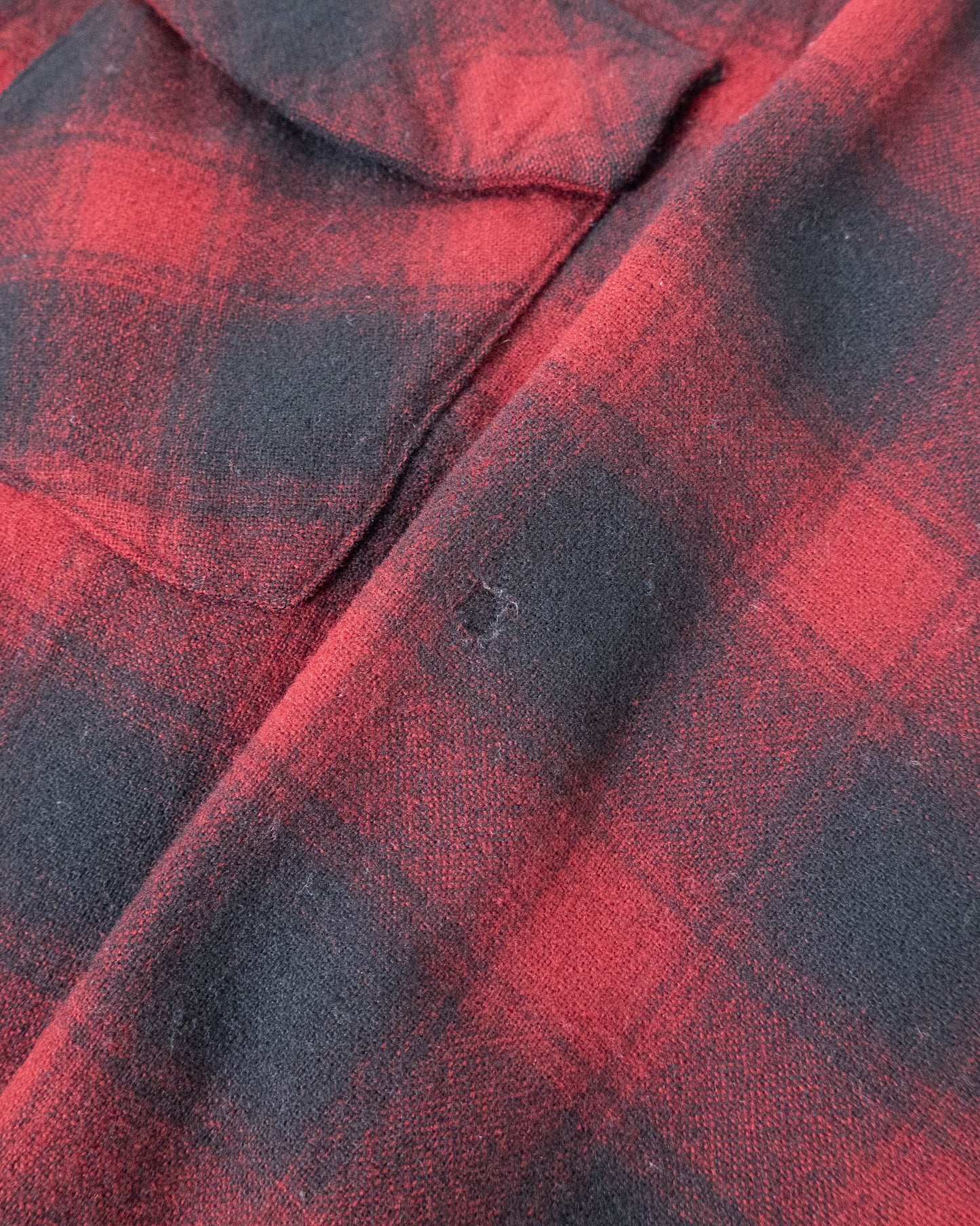 Vintage "PENDLETON" Shadow Plaid Open Collar Wool Shirt