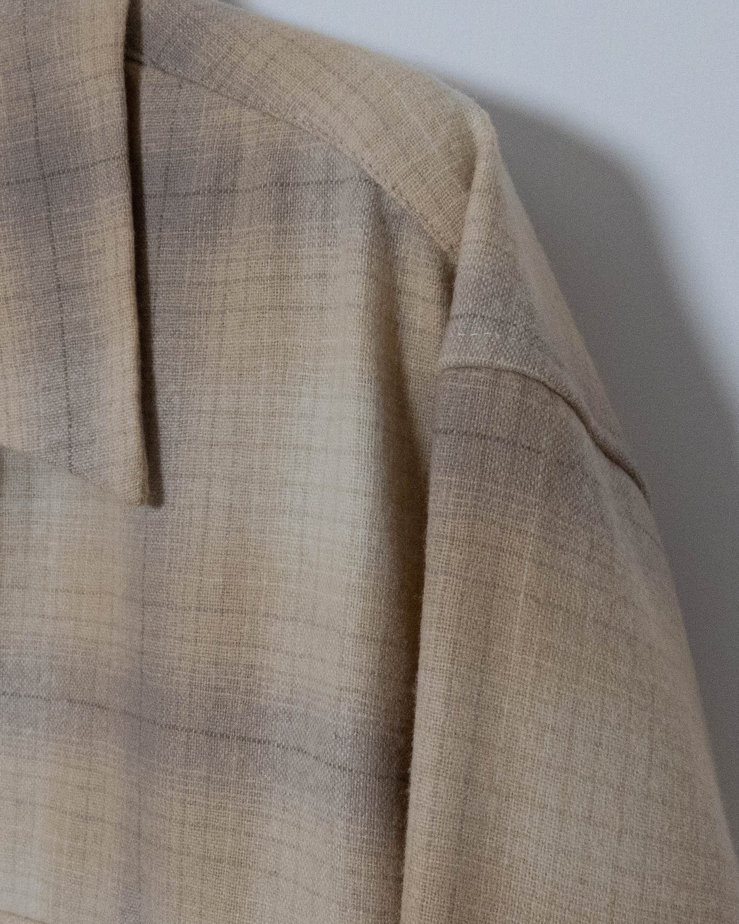 "PENDLETON" shadow plaid open collar wool shirt