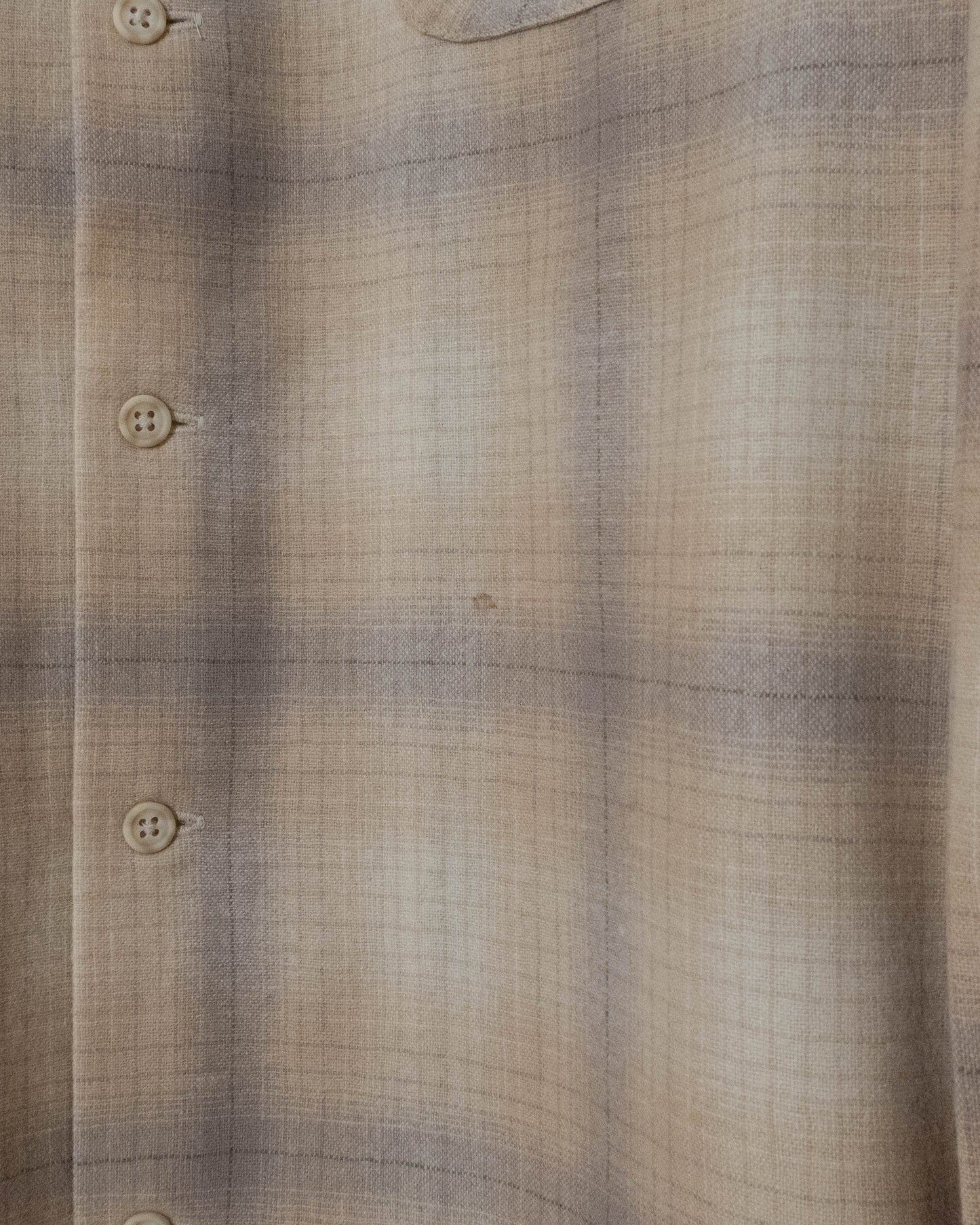 "PENDLETON" shadow plaid open collar wool shirt