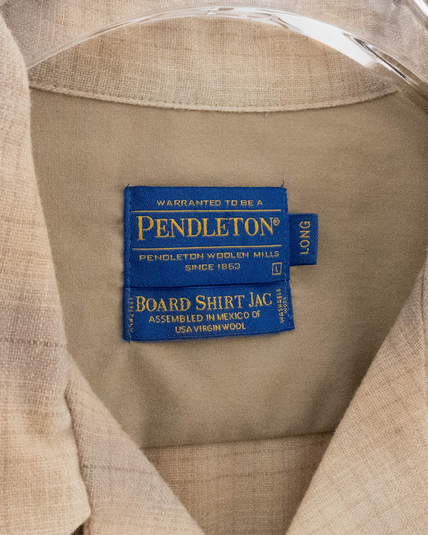 "PENDLETON" shadow plaid open collar wool shirt