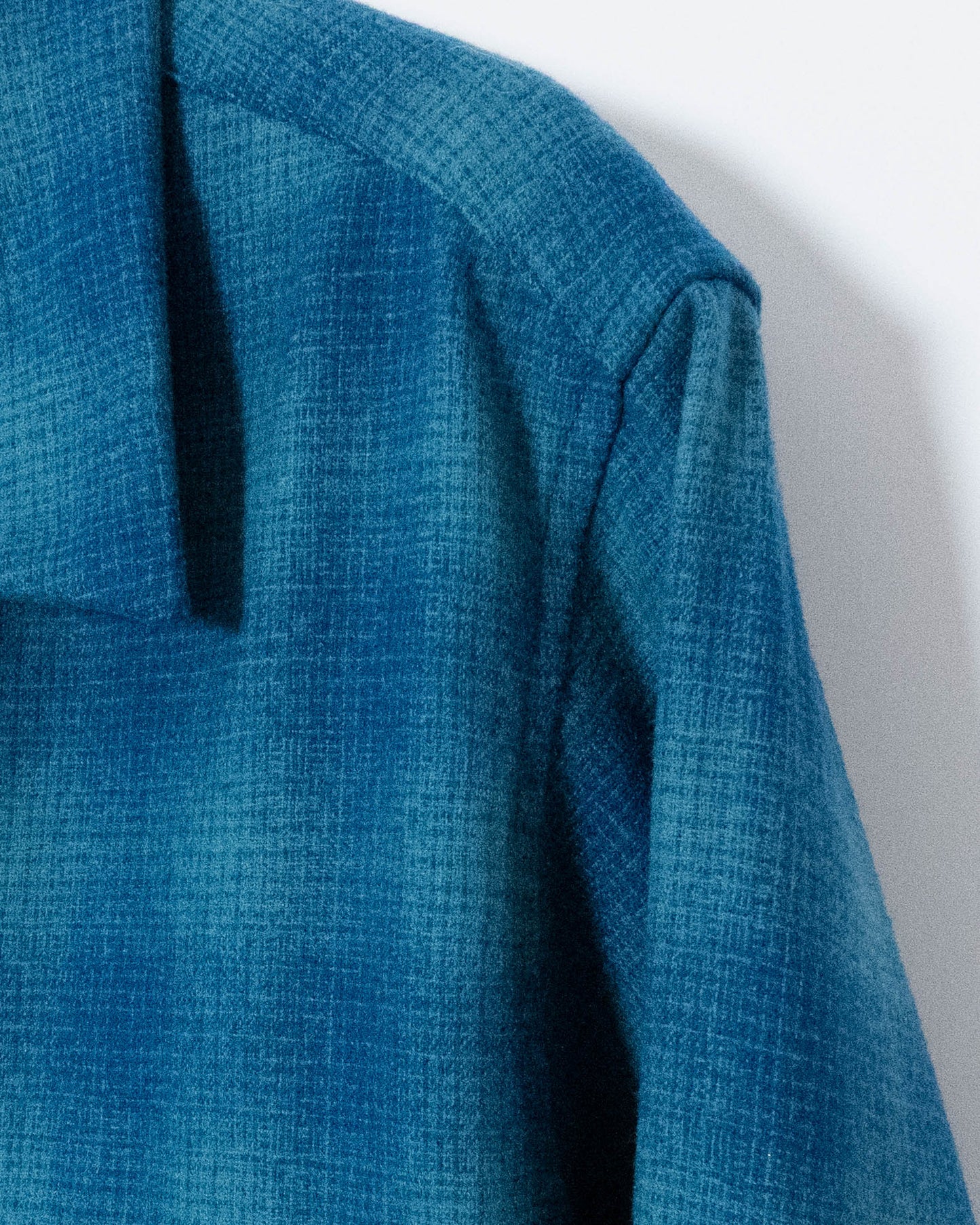 "PENDLETON" shadow plaid open collar wool shirt