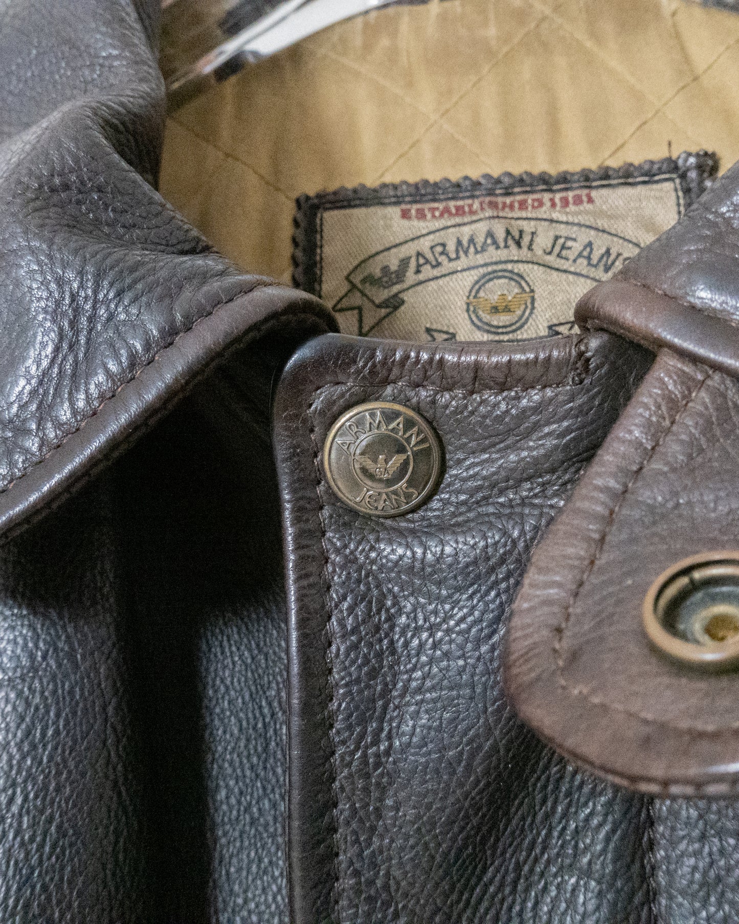 "ARMANI JEANS" leather car coat