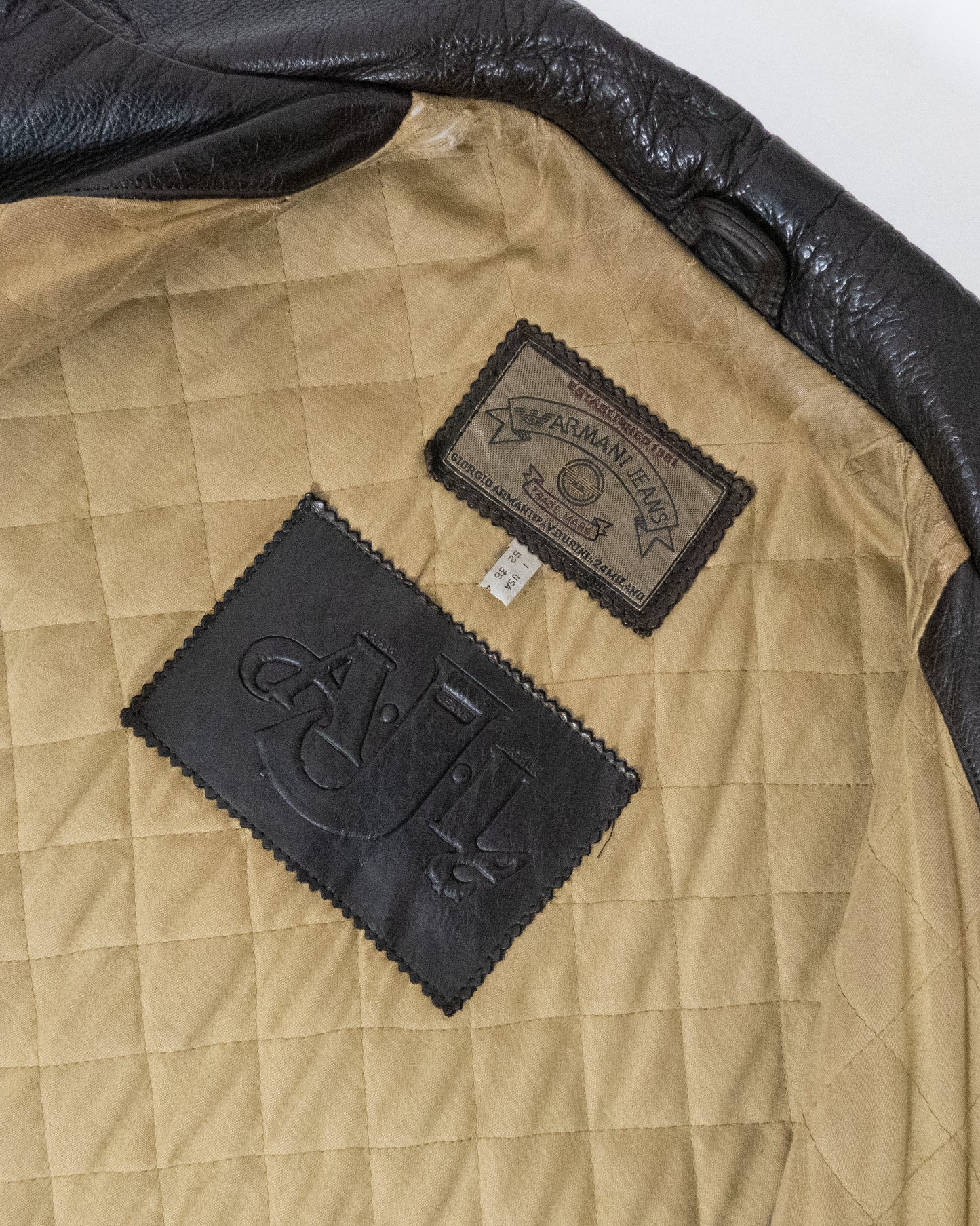 "ARMANI JEANS" leather car coat