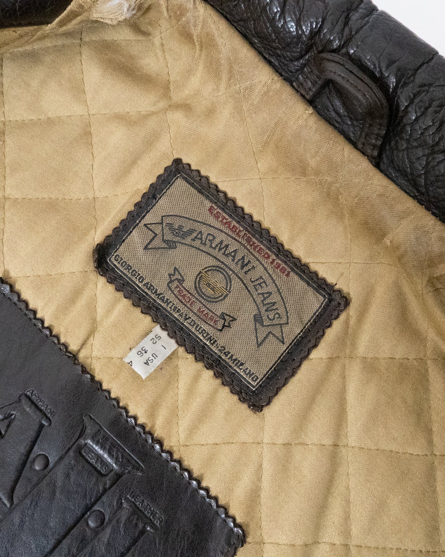 "ARMANI JEANS" leather car coat