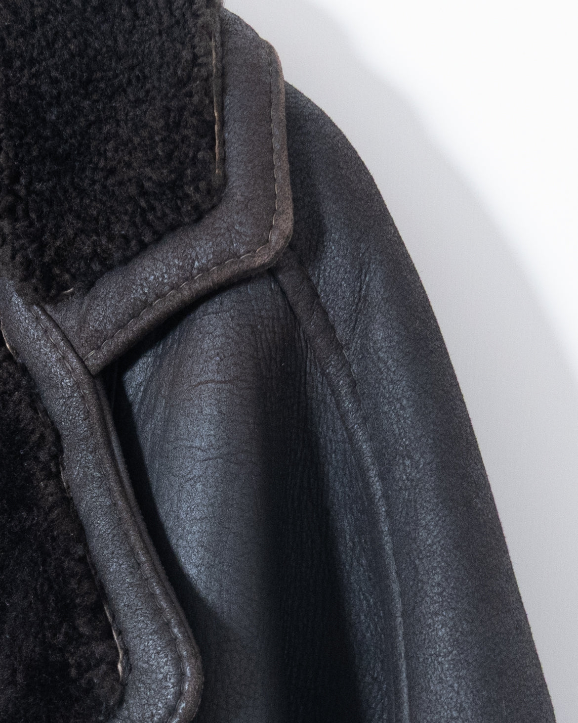 "SAWYER OF NAPA" mouton leather double-breasted coat