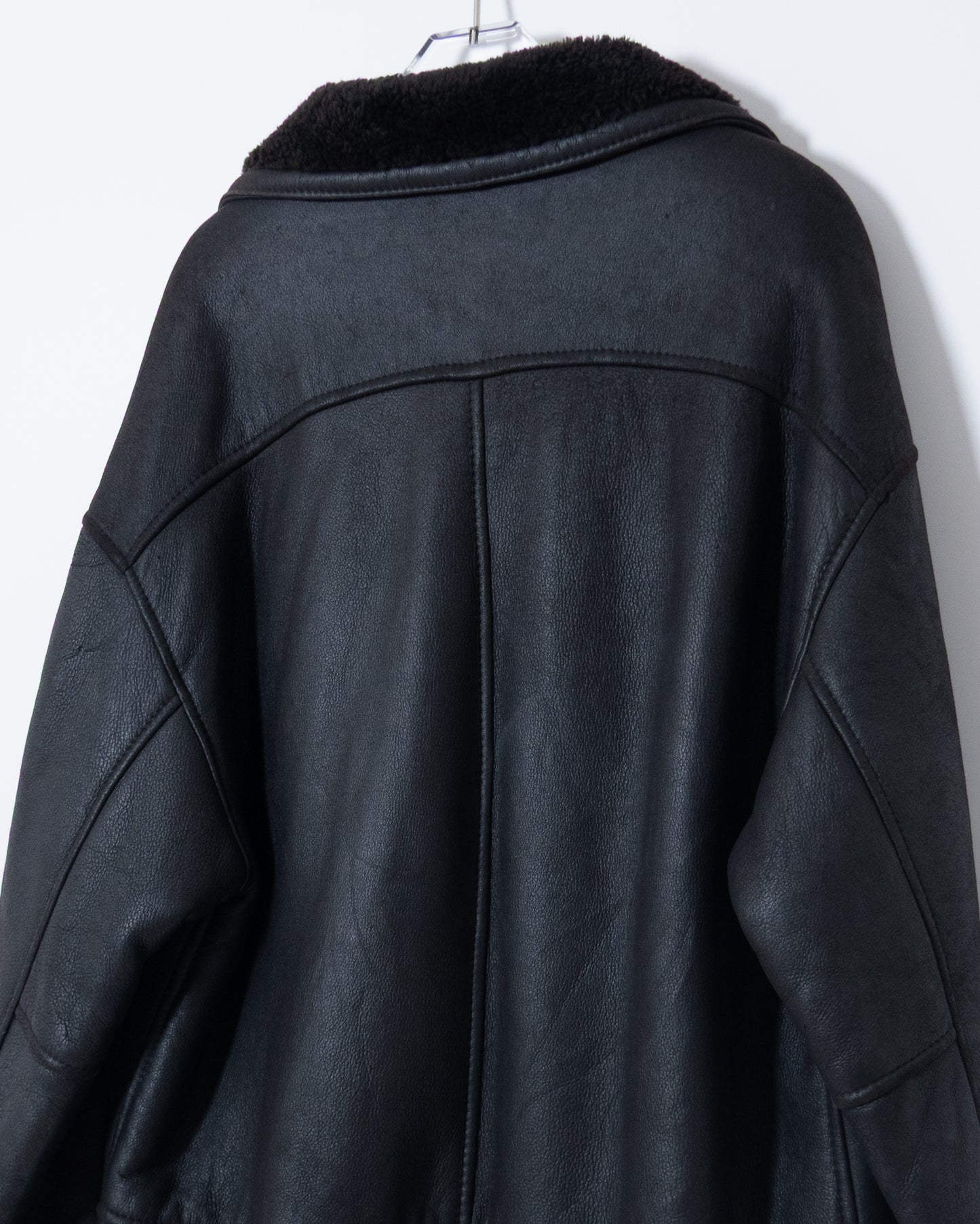 "SAWYER OF NAPA" mouton leather double-breasted coat