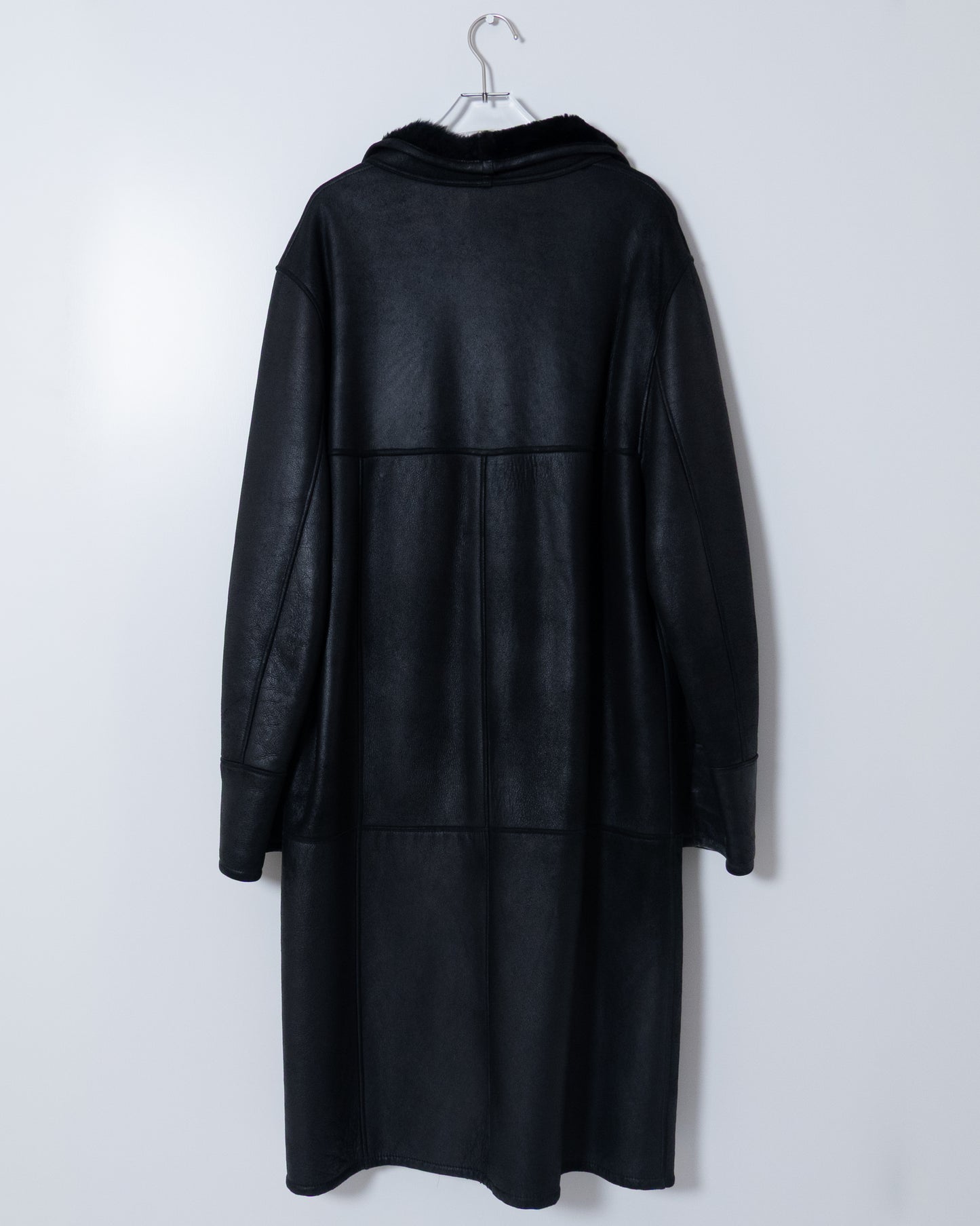 Mouton leather maxi coat