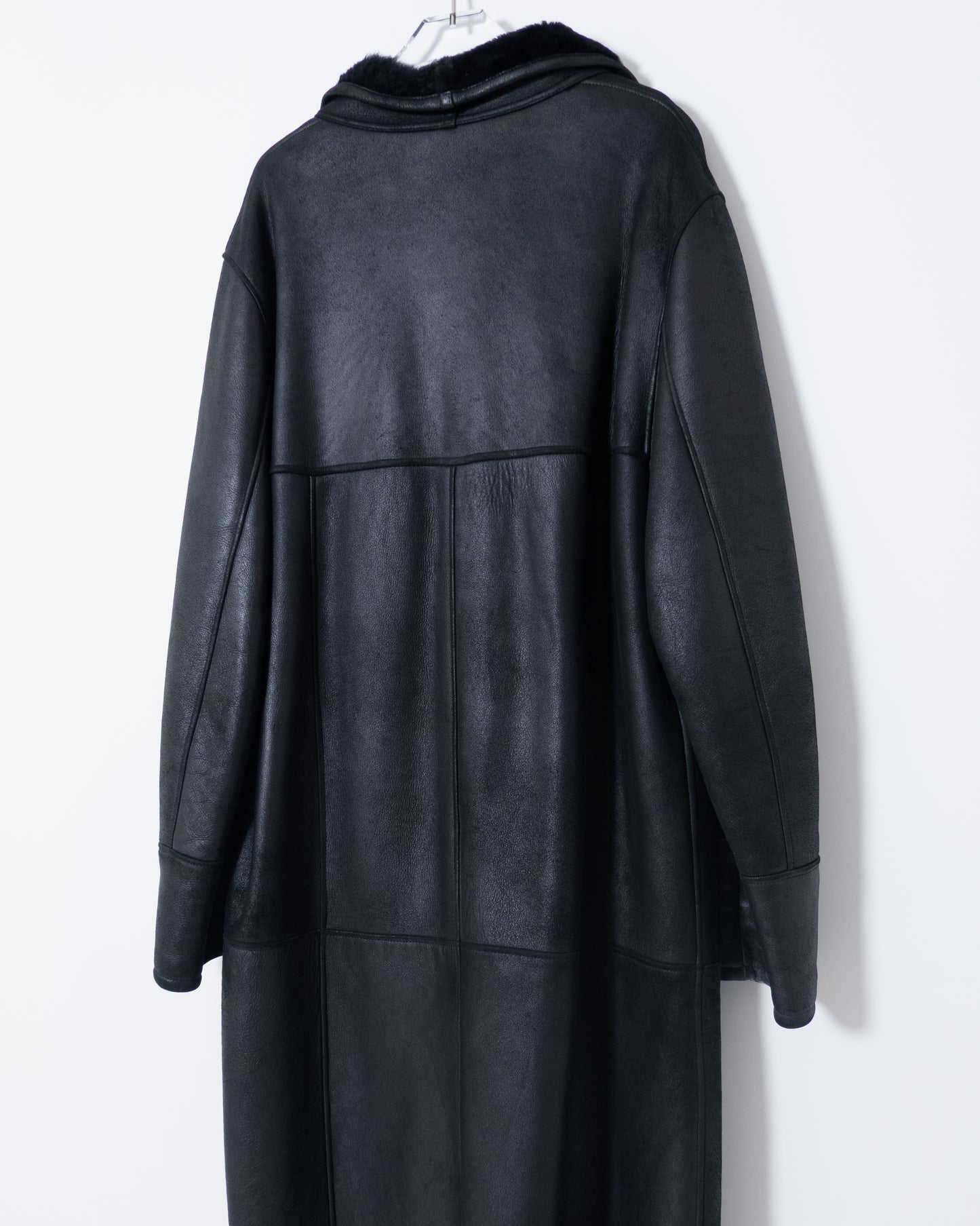 Mouton leather maxi coat