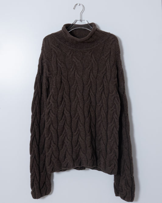 "ARMANI EXCHANGE" wool aran knitted turtleneck sweater