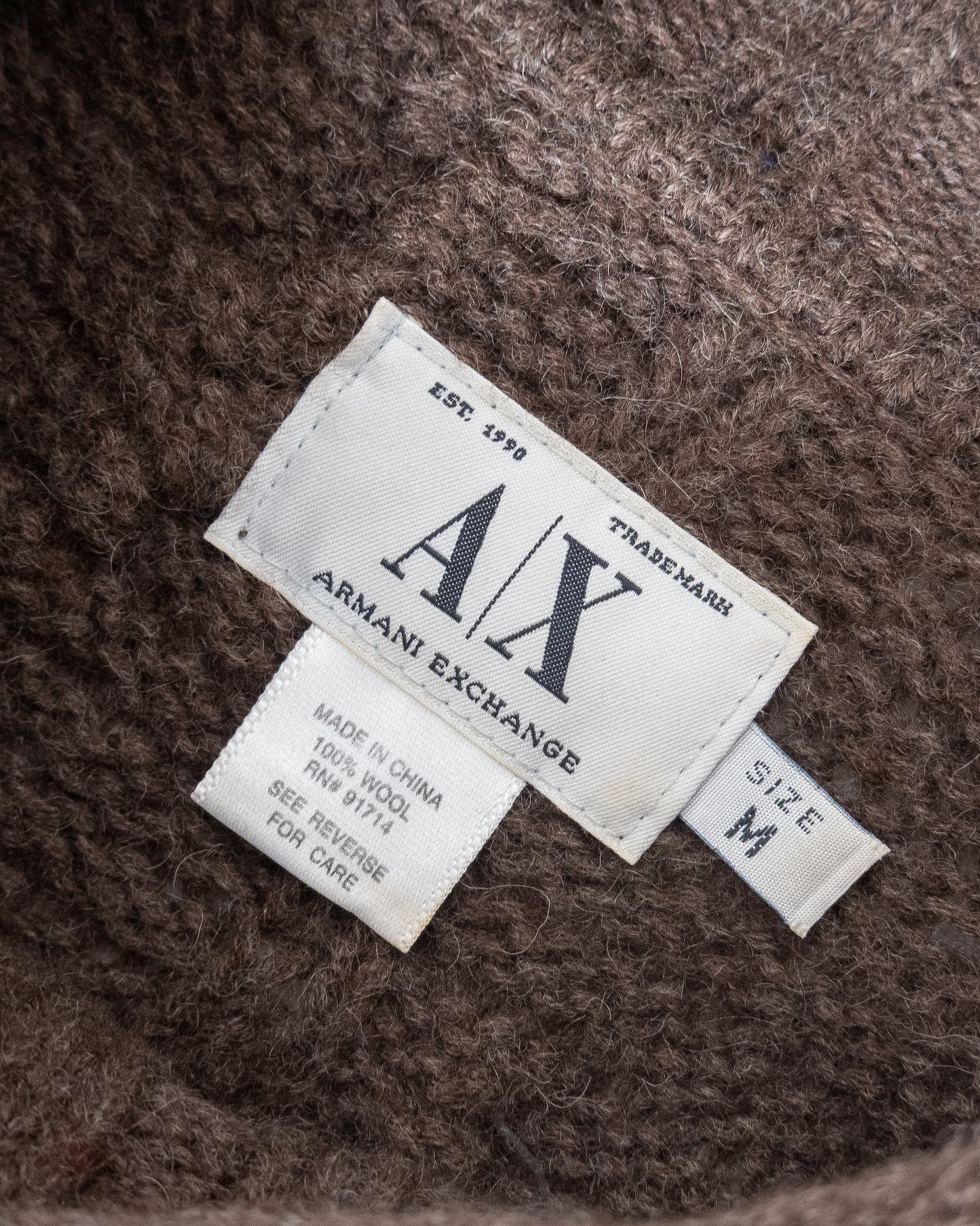 "ARMANI EXCHANGE" wool aran knitted turtleneck sweater