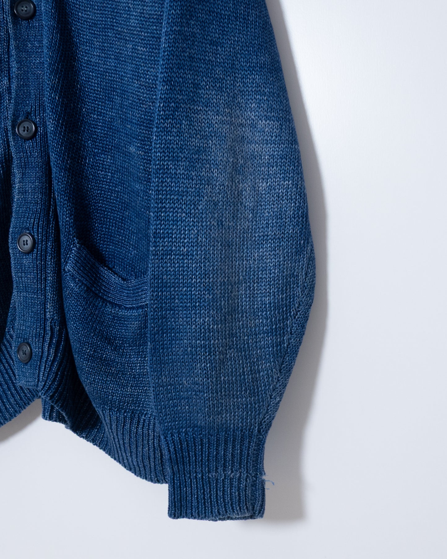 "Y's for men" indigo heavy linen knit cardigan