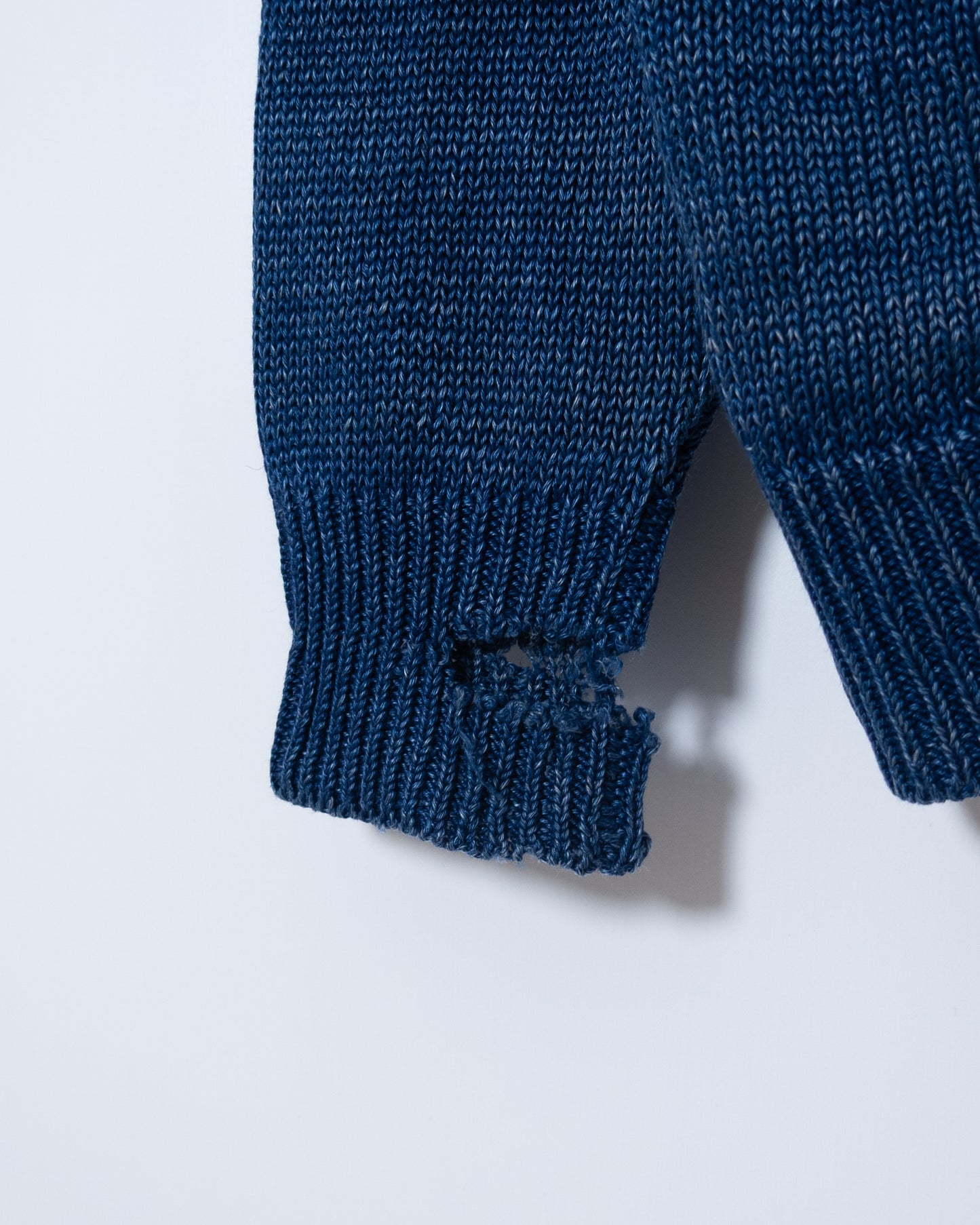 "Y's for men" indigo heavy linen knit cardigan