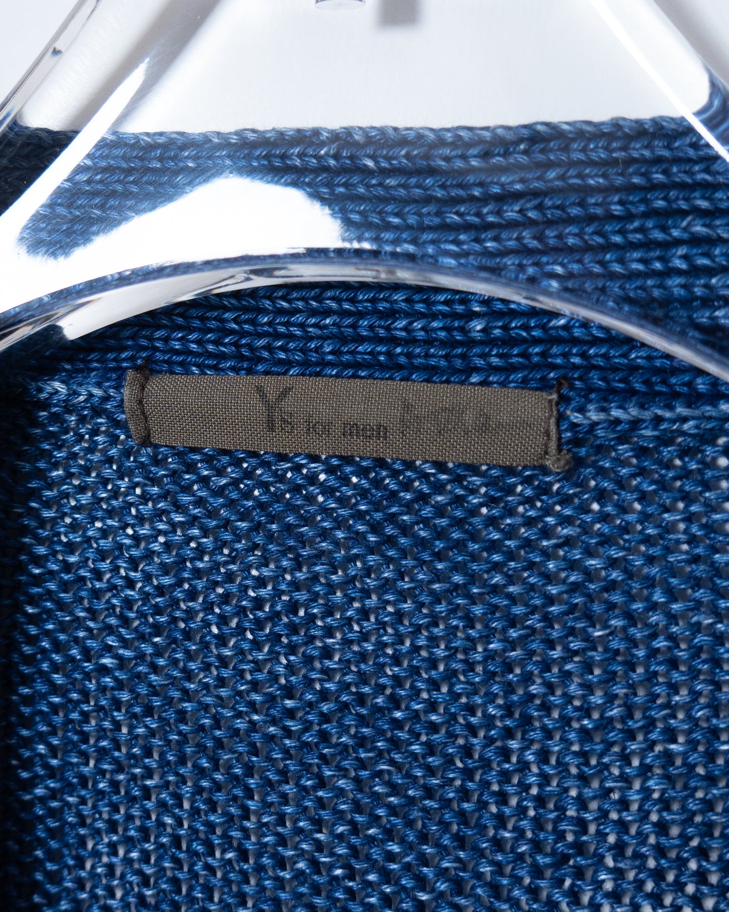"Y's for men" indigo heavy linen knit cardigan