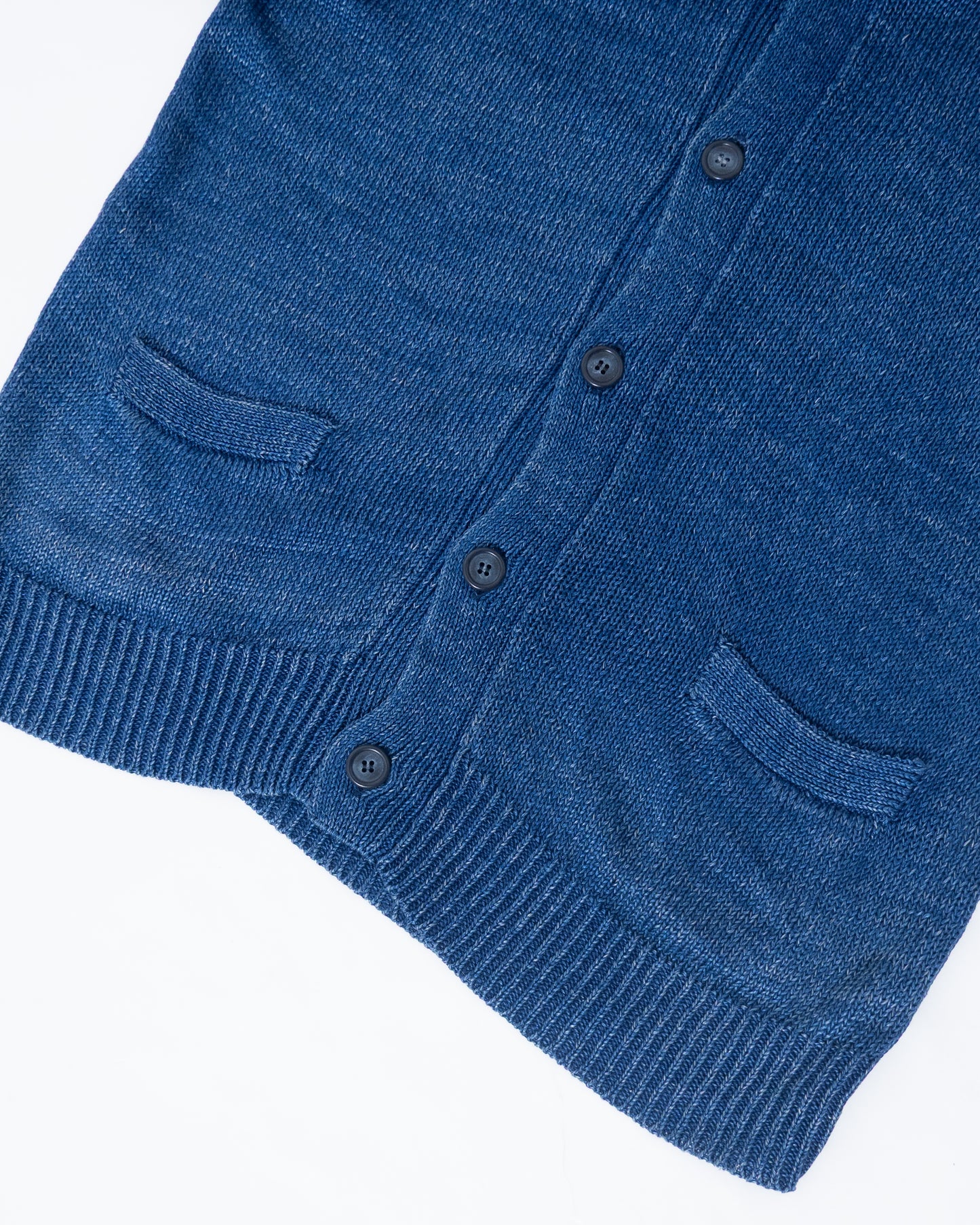 "Y's for men" indigo heavy linen knit cardigan