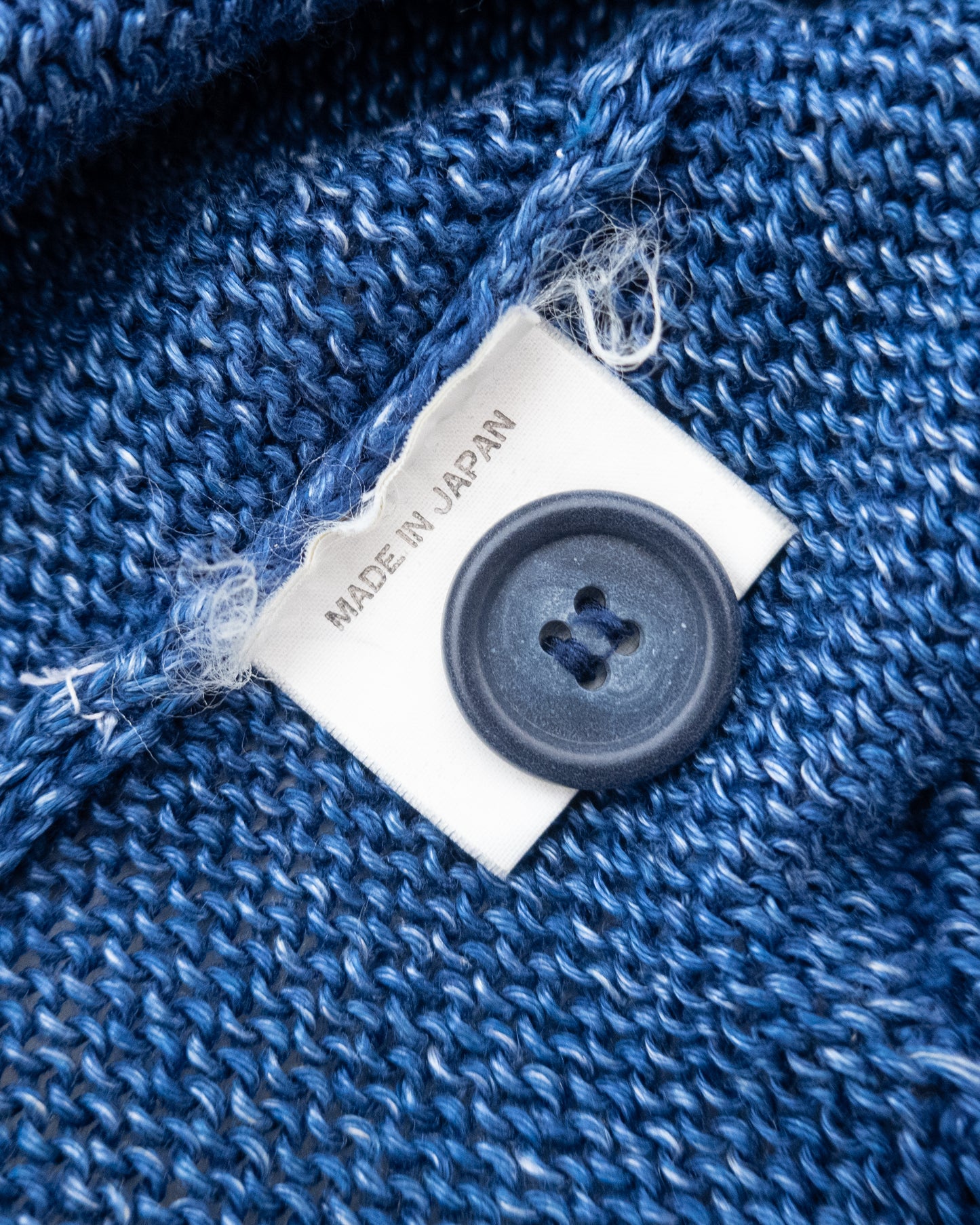 "Y's for men" indigo heavy linen knit cardigan
